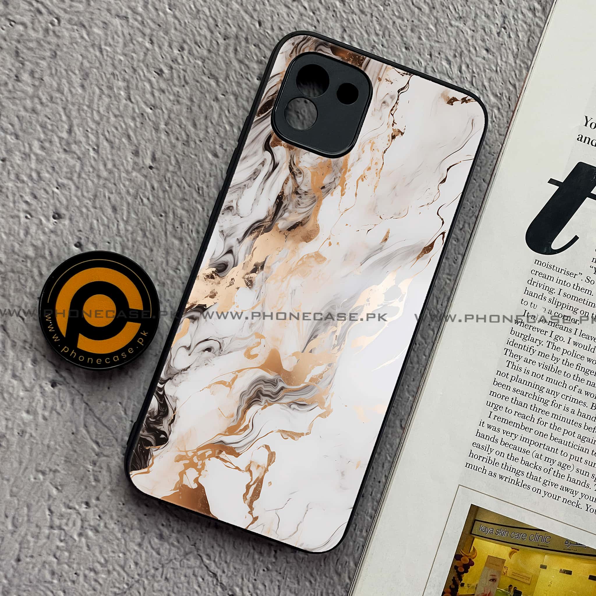 Samsung Galaxy A03 - Liquid Marble Series - Premium Printed Glass soft Bumper shock Proof Case