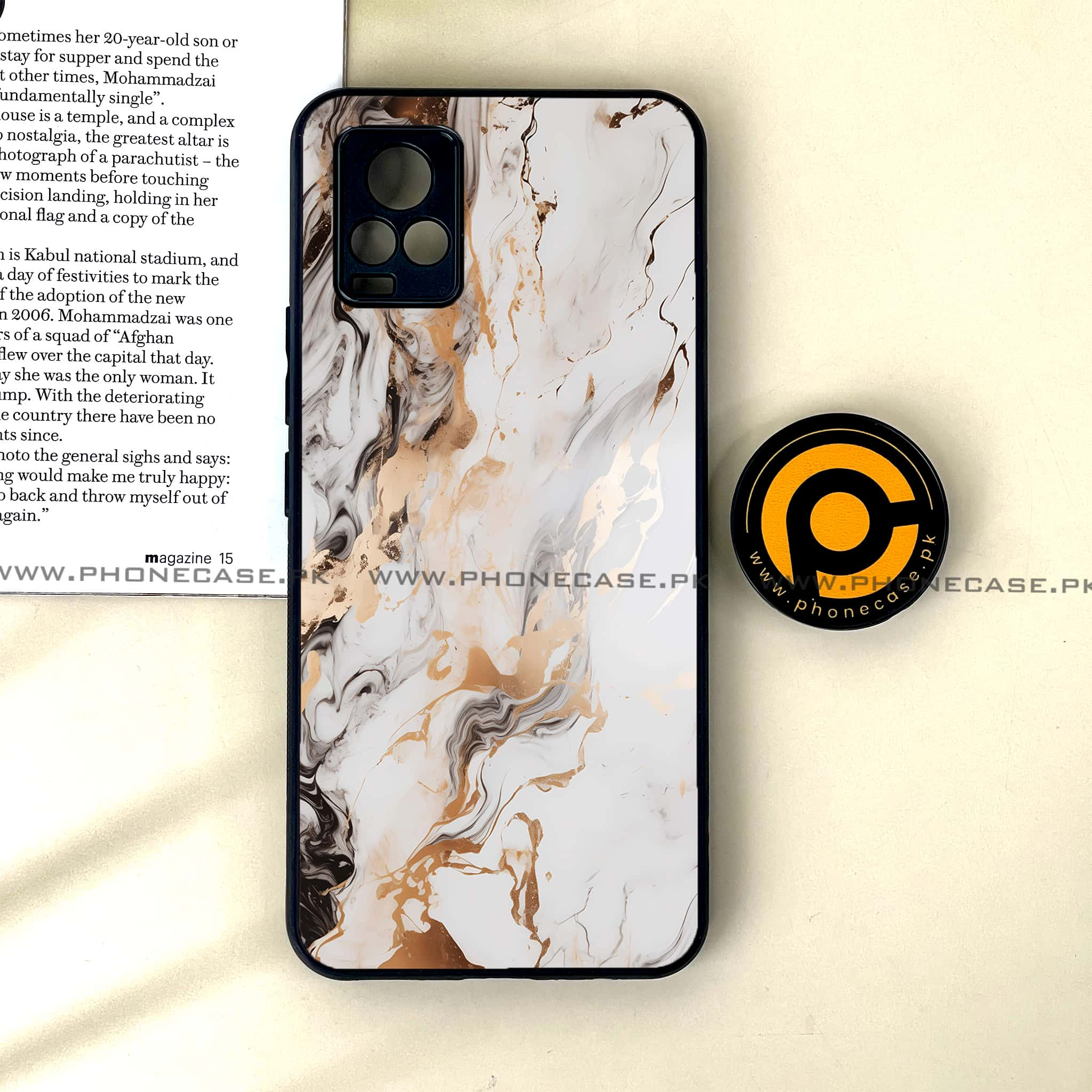 Vivo V20 - Liquid Marble Series - Premium Printed Glass soft Bumper shock Proof Case