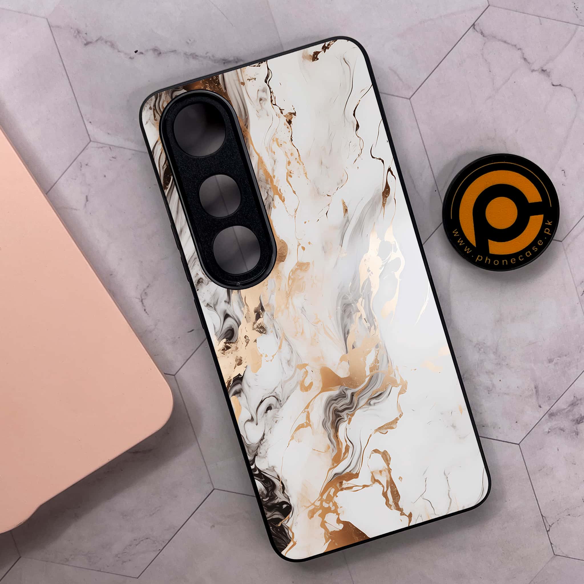 Vivo V50 Lite - Liquid Marble Series - Premium Metal Printed soft Bumper shock Proof Case