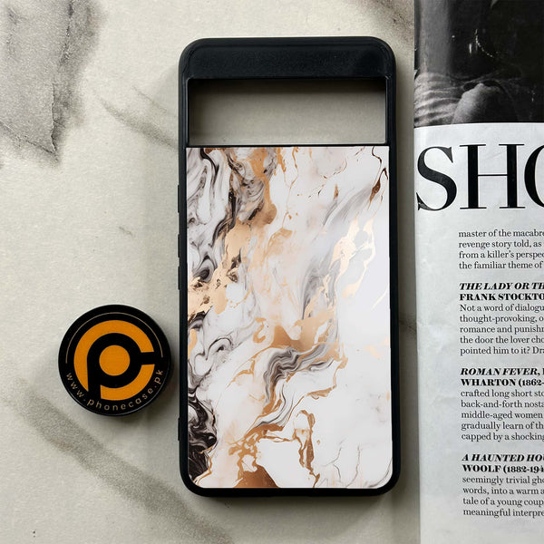 Google Pixel 8 Pro - Liquid Marble Series - Premium Printed Glass soft Bumper shock Proof Case