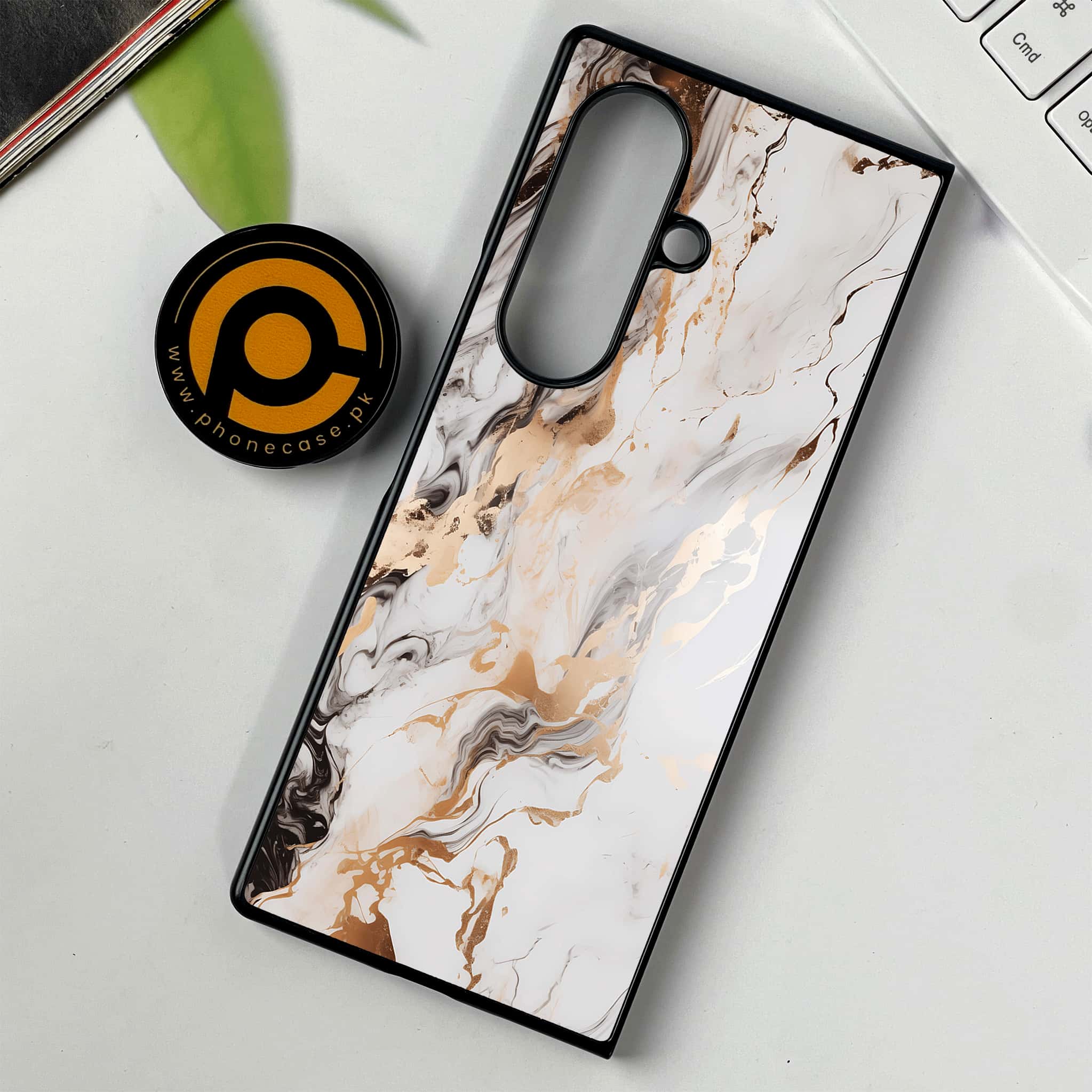 Samsung Galaxy Z Fold 7 - Liquid Marble Series - Premium Metal Printed soft Bumper shock Proof Case