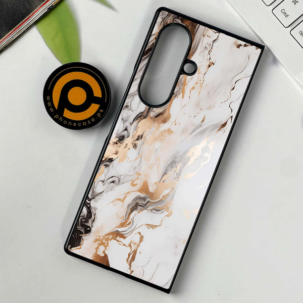Samsung Galaxy Z Fold 7 - Liquid Marble Series - Premium Metal Printed soft Bumper shock Proof Case