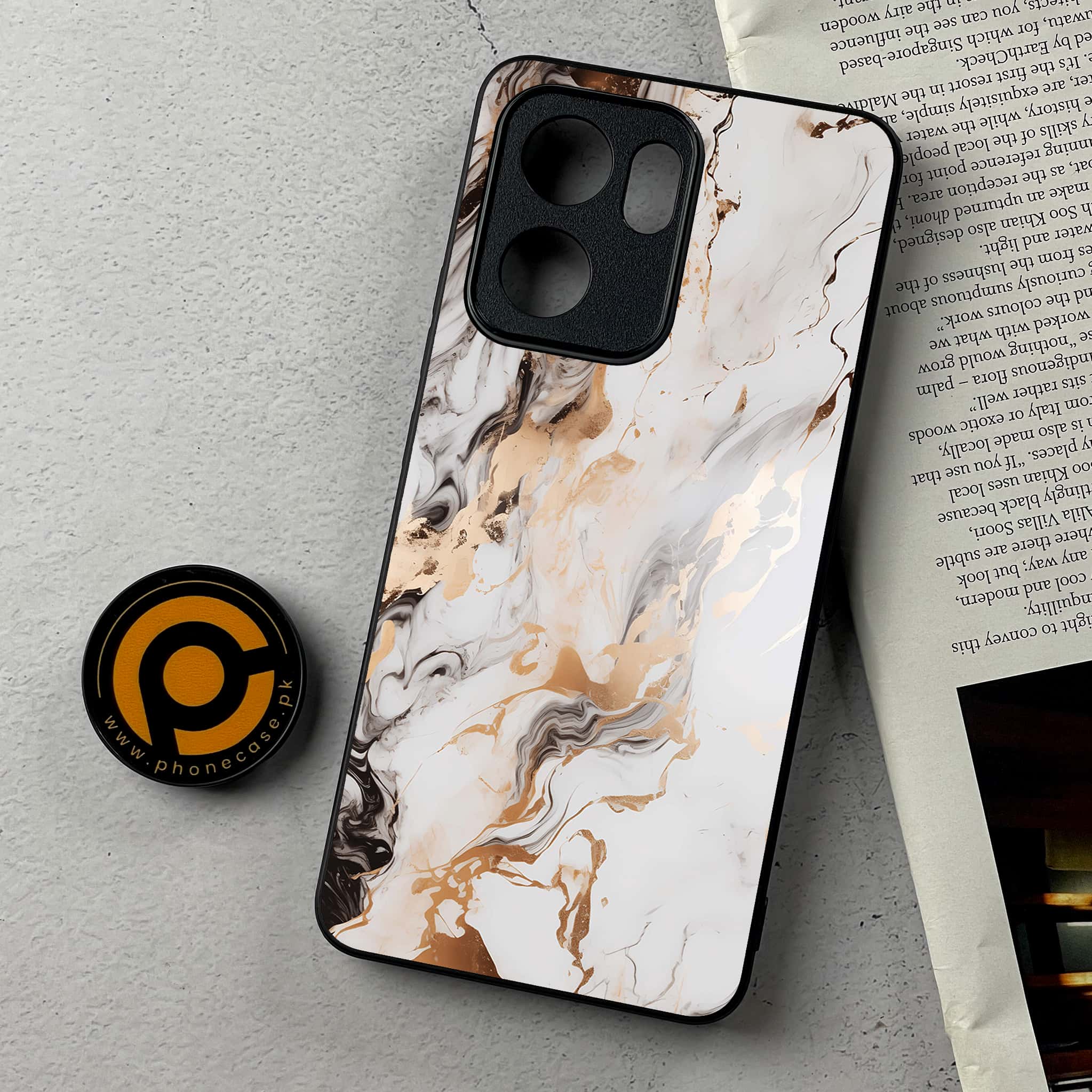 Oppo Reno 13F - Liquid Marble Series - Premium Metal Printed Soft Bumper Shockproof Case