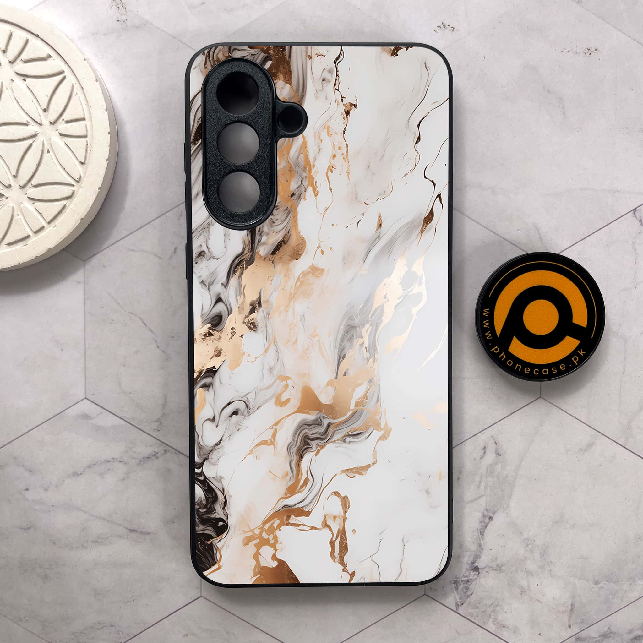 Samsung Galaxy A26 5G - Liquid Marble Series - Premium Metal Printed soft Bumper shock Proof Case