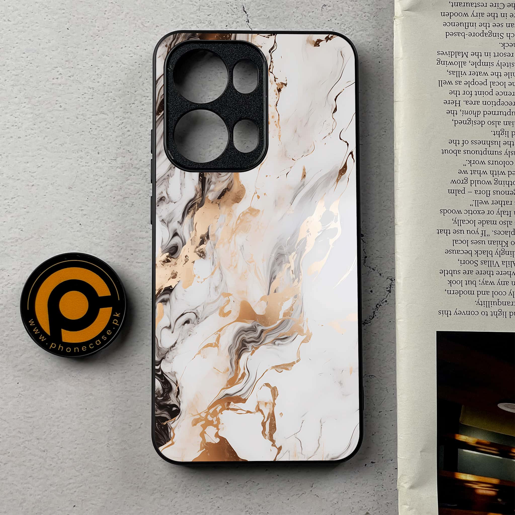 Oppo Reno 13 Pro - Liquid Marble Series - Premium Metal Printed Soft Bumper Shockproof Case