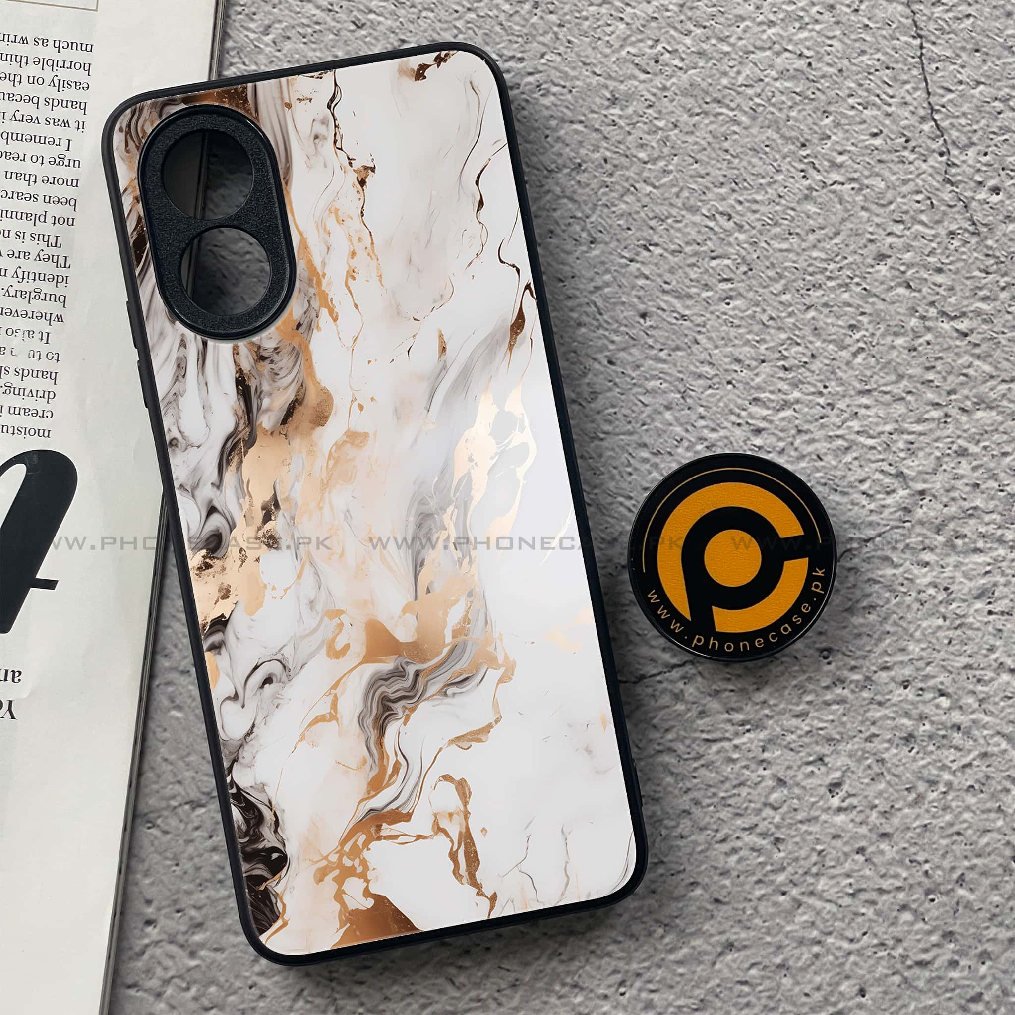 Oppo A18 4G - Liquid Marble Series - Premium Printed Glass soft Bumper shock Proof Case