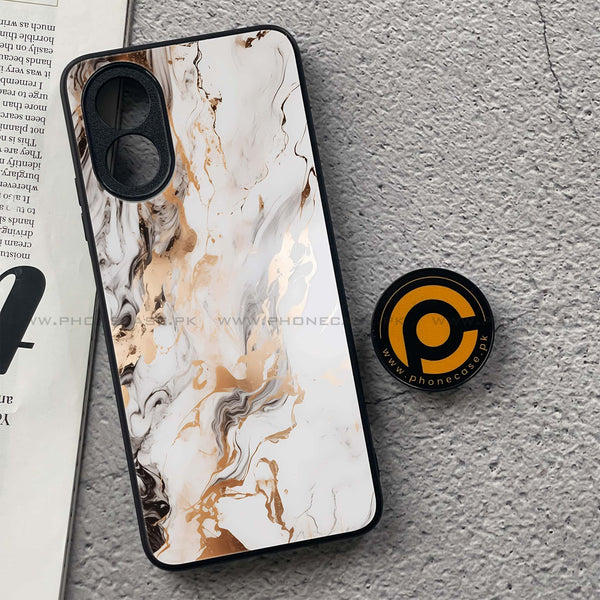 Oppo A18 4G - Liquid Marble Series - Premium Printed Glass soft Bumper shock Proof Case