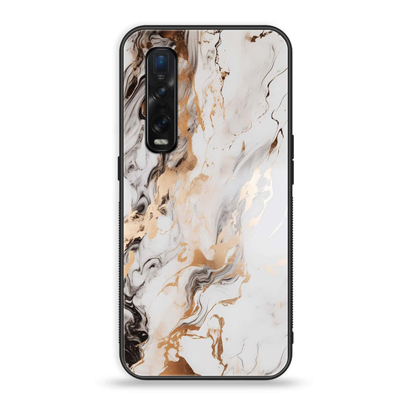 Oppo Find X2 Pro - Liquid Marble Series - Premium Printed Glass soft Bumper shock Proof Case