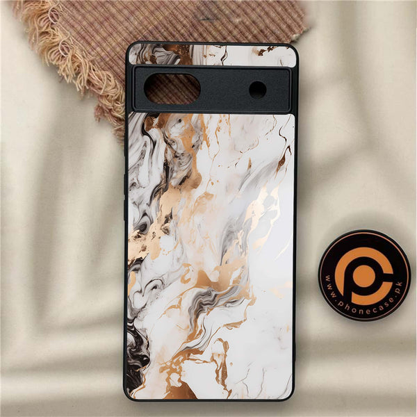 Google Pixel 6A - Liquid Marble Series - Premium Metal Printed soft Bumper Shock Proof Case