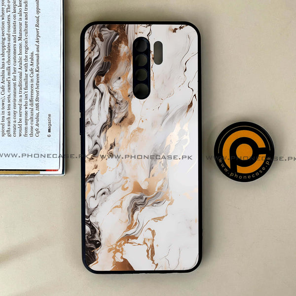 Xiaomi Redmi 9 - Liquid Marble Series - Premium Printed Glass soft Bumper shock Proof Case