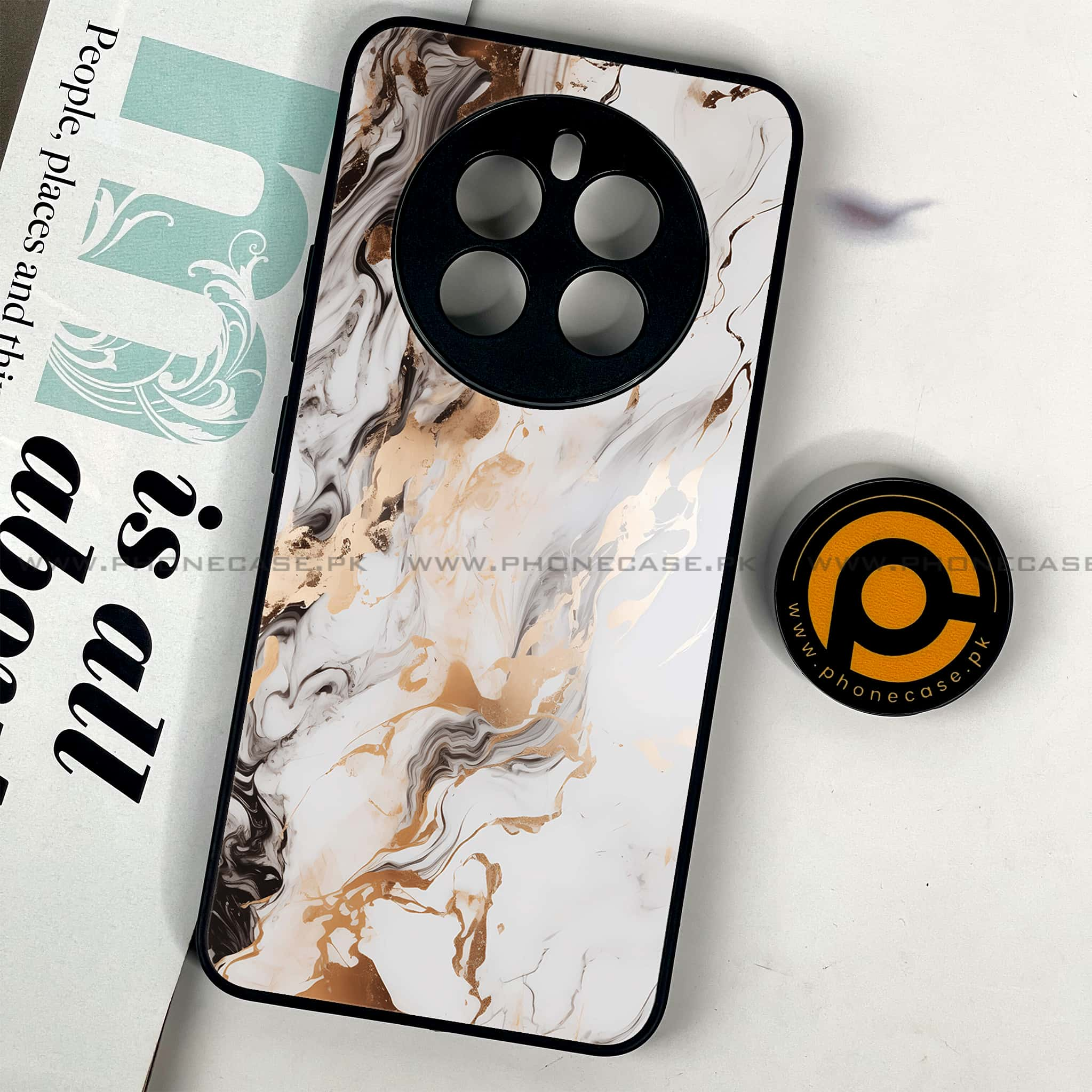 Realme 12 - Liquid Marble Series - Premium Printed Glass soft Bumper shock Proof Case