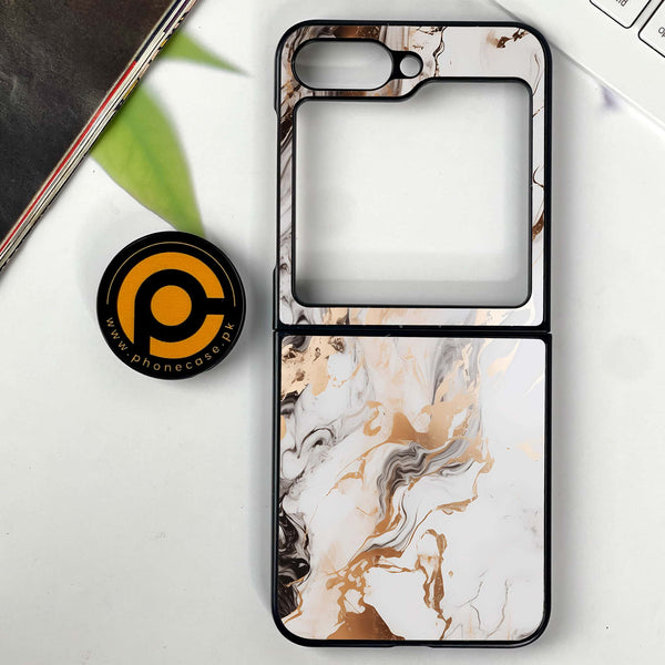 Galaxy Z Flip 6 - Liquid Marble Series - Premium Printed Glass soft Bumper shock Proof Case