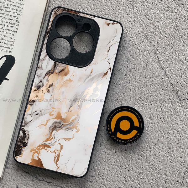 Tecno Spark 20C - Liquid Marble Series - Premium Printed Glass soft Bumper shock Proof Case