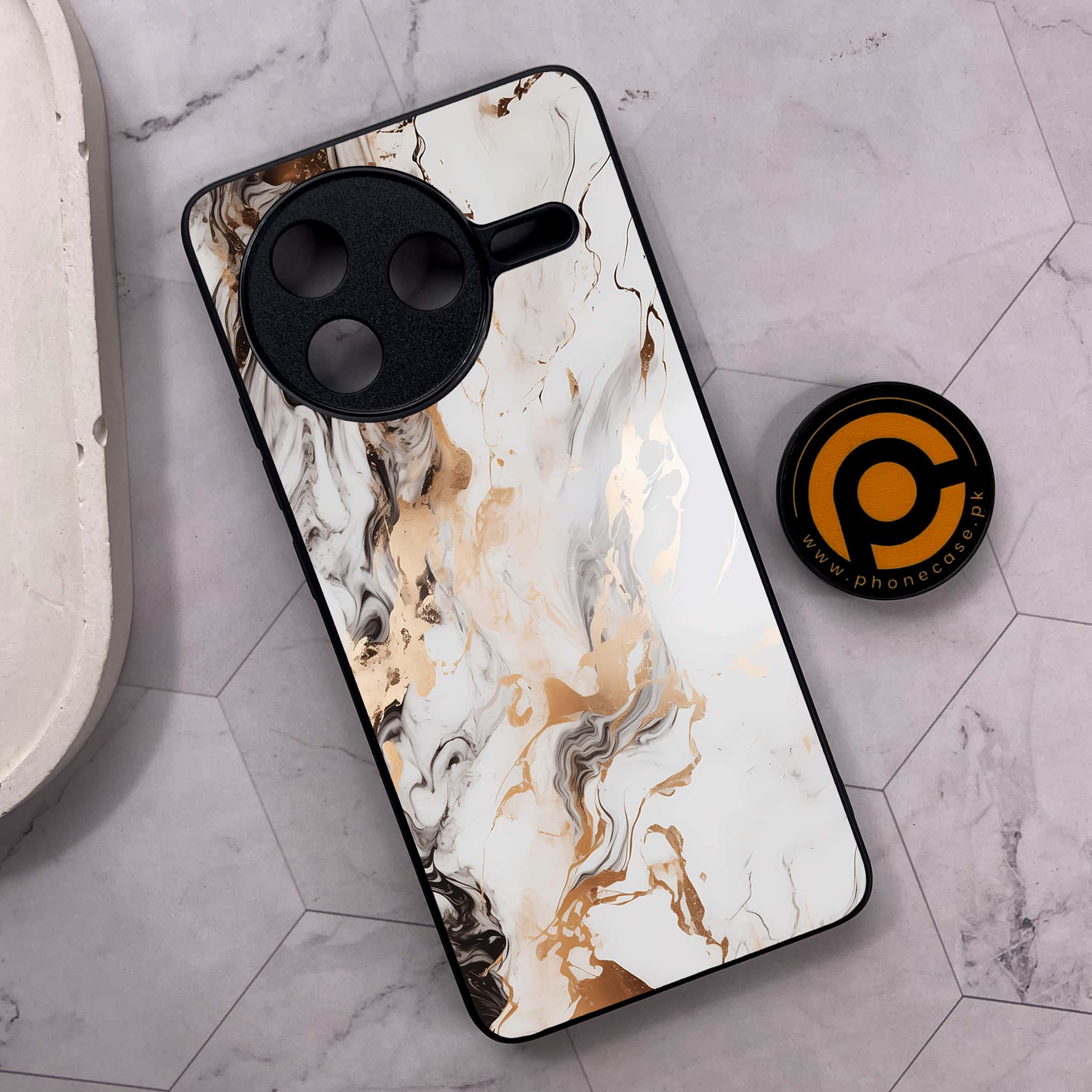 Xiaomi Poco F7 Pro 5G - Liquid Marble Series - Premium Metal Printed soft Bumper shock Proof Case