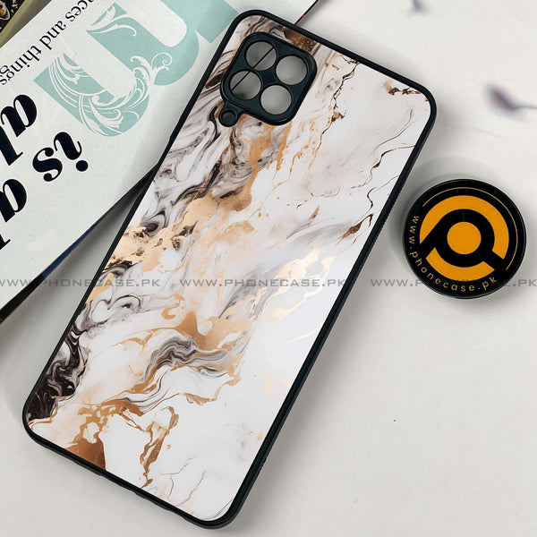 Samsung Galaxy A22 - Liquid Marble Series - Premium Printed Glass soft Bumper shock Proof Case