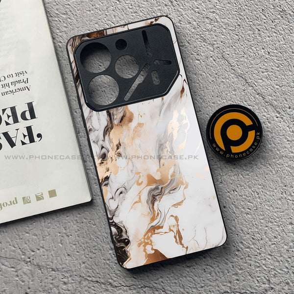 Tecno Pova 6 - Liquid Marble Series - Premium Printed Glass soft Bumper shock Proof Case