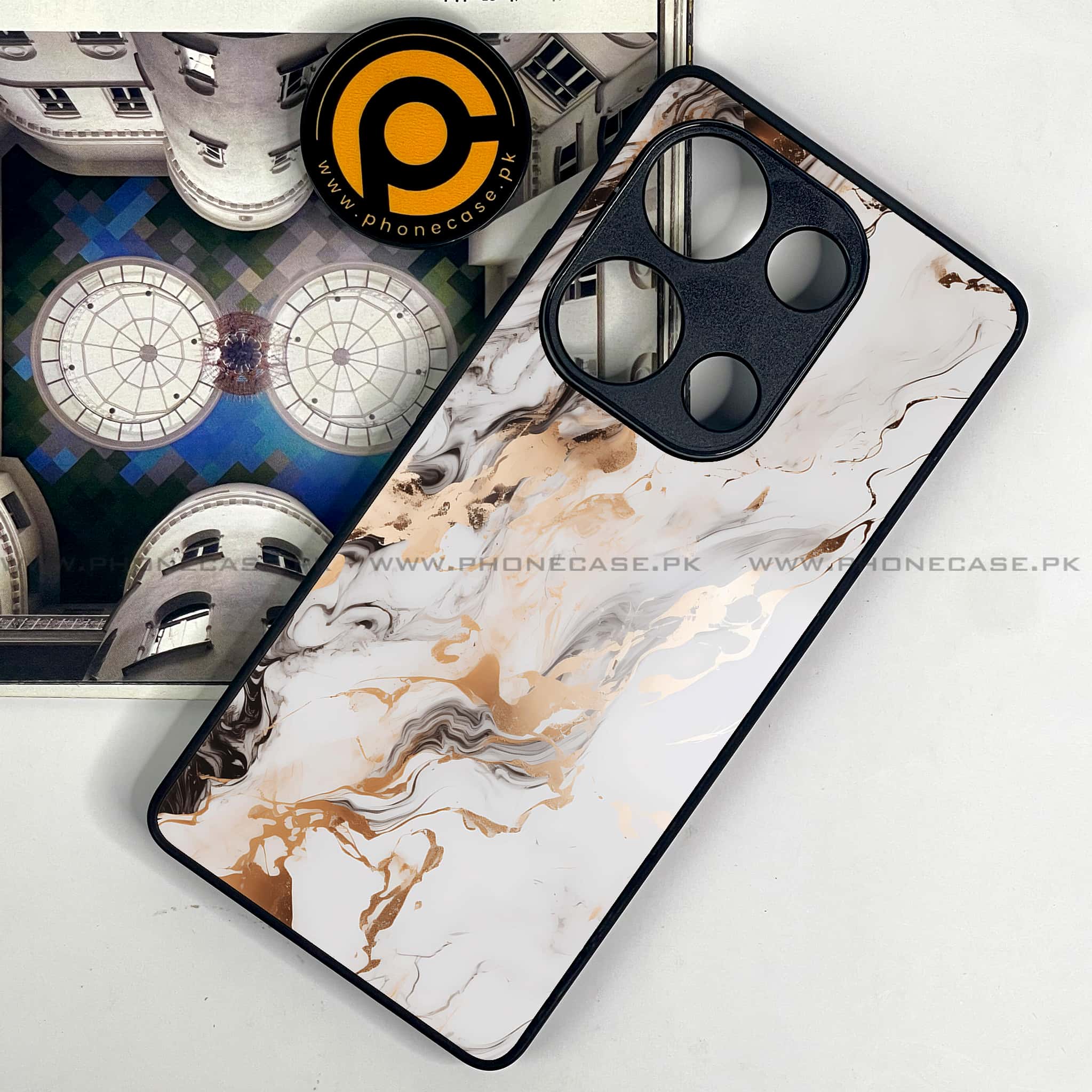 Redmi Note 13 Pro 4G - Liquid Marble Series - Premium Metal Printed soft Bumper shock Proof Case