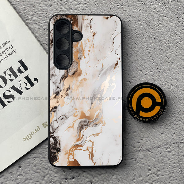 Samsung Galaxy S25 FE - Liquid Marble Series - Premium Metal Printed soft Bumper shock Proof Case