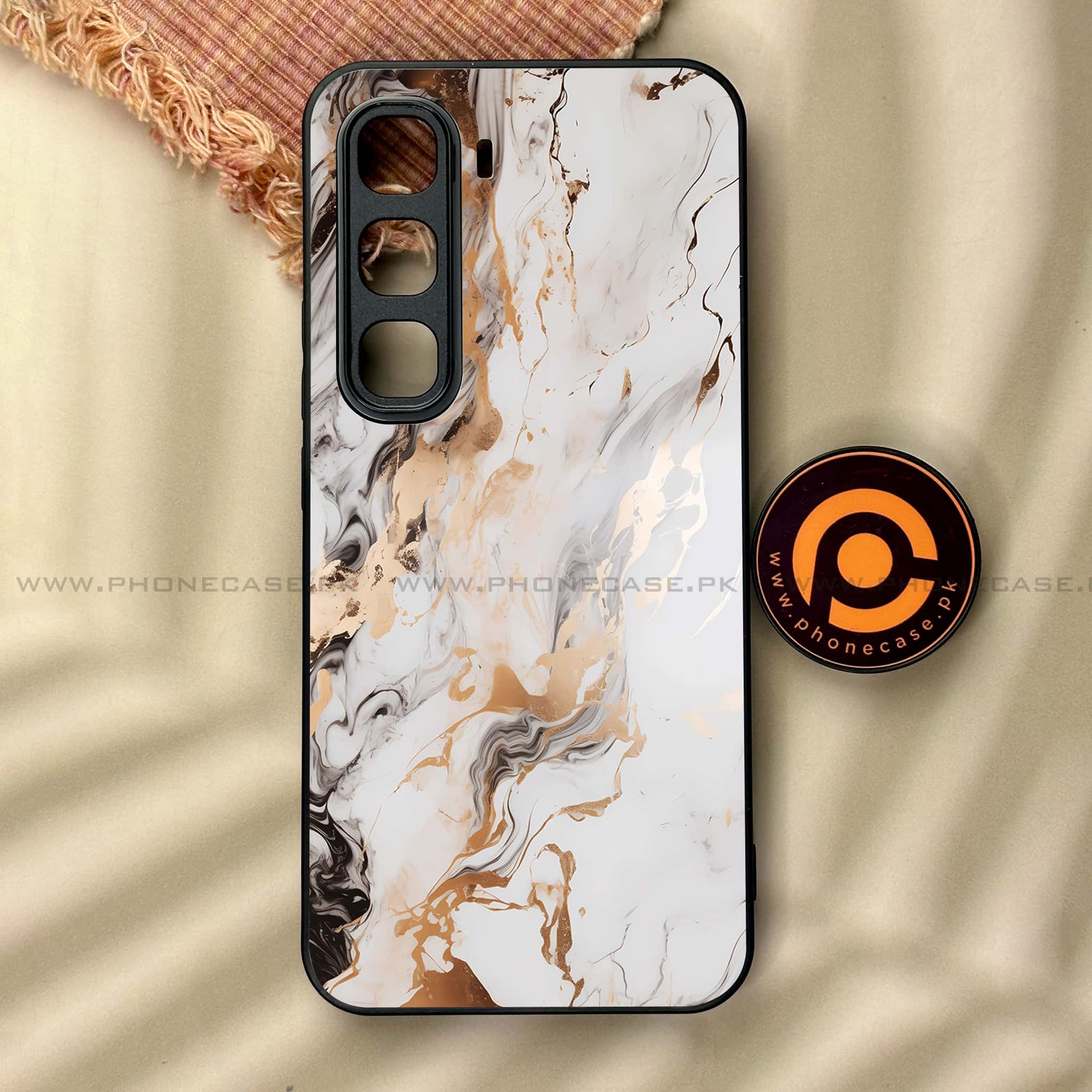 Infinix Hot 60 Pro - Liquid Marble Series - Premium Metal Printed soft Bumper shock Proof Case