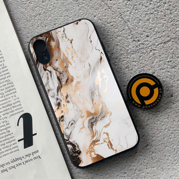 iPhone XR - Liquid Marble Series - Premium Metal Printed soft Bumper shock Proof Case