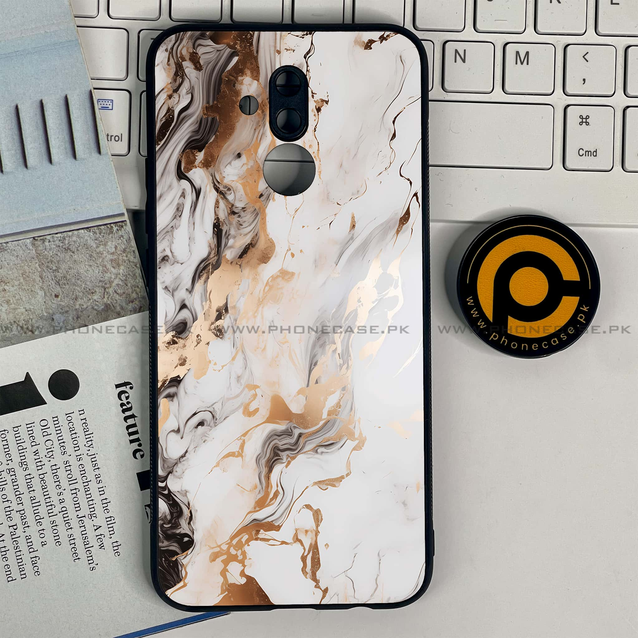 Huawei Mate 20 Lite - Liquid Marble Series - Premium Printed Glass soft Bumper shock Proof Case