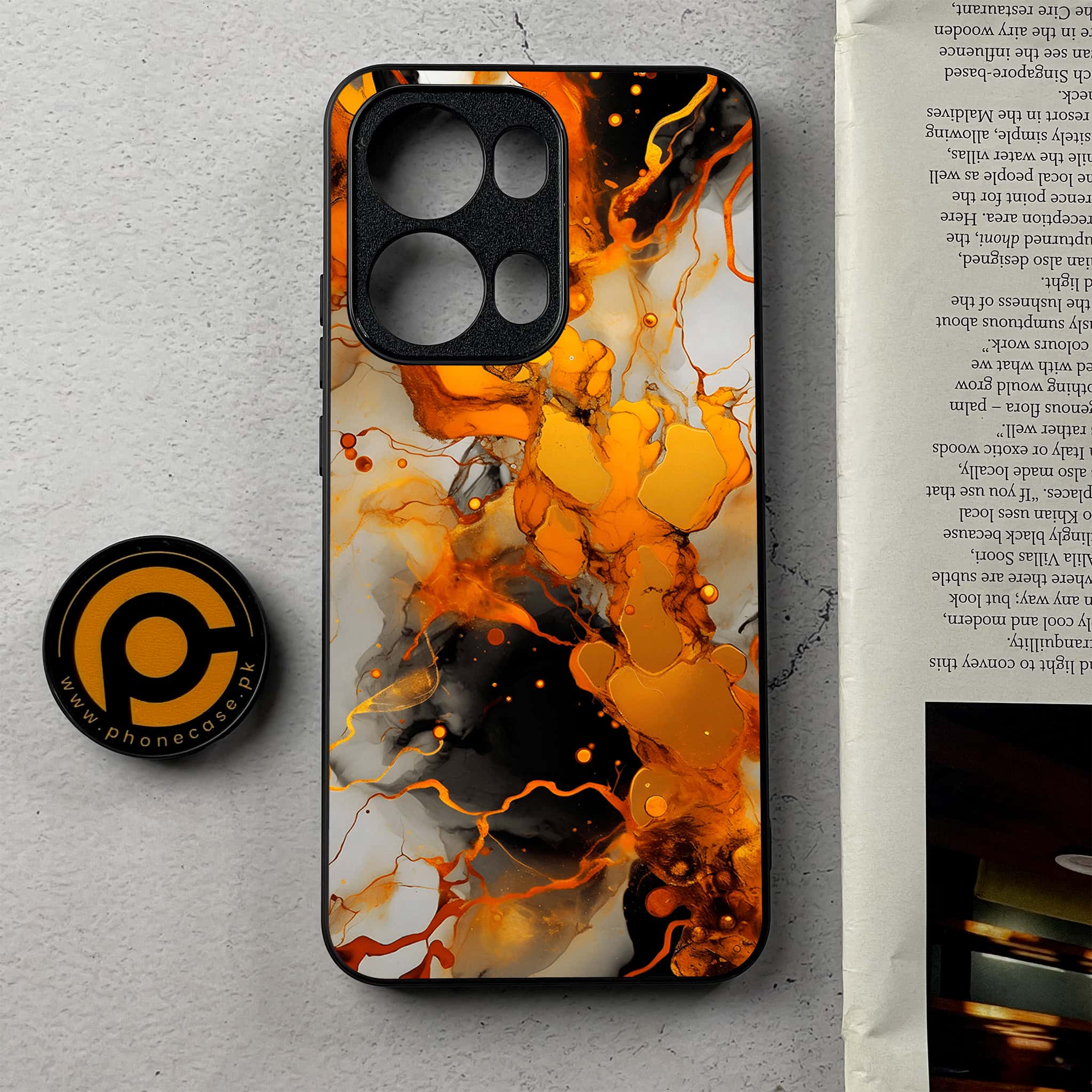 Oppo Reno 13 Pro - Liquid Marble Series - Premium Metal Printed Soft Bumper Shockproof Case