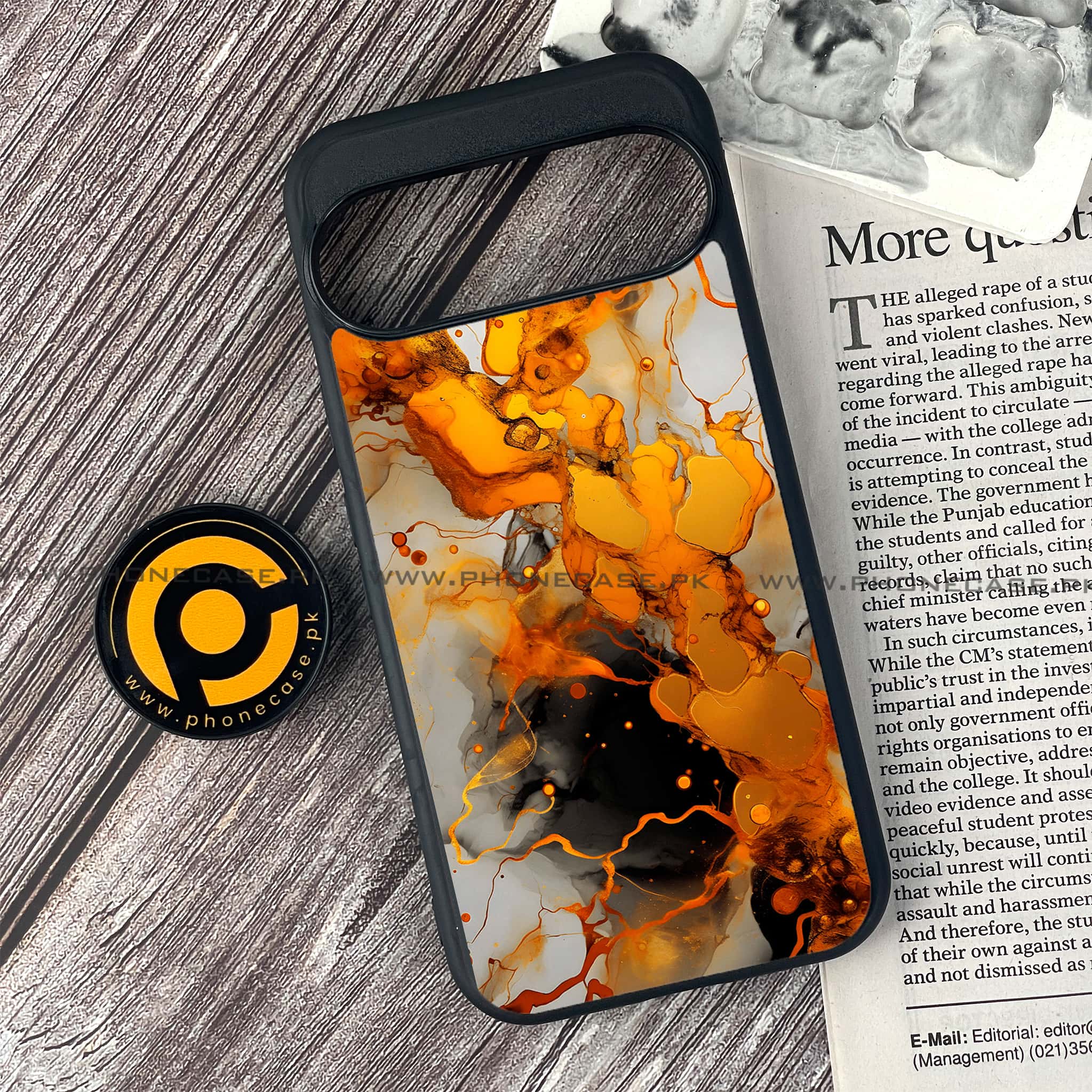 Google Pixel 9 - Liquid Marble Series - Premium Metal Printed soft Bumper Shock Proof Case