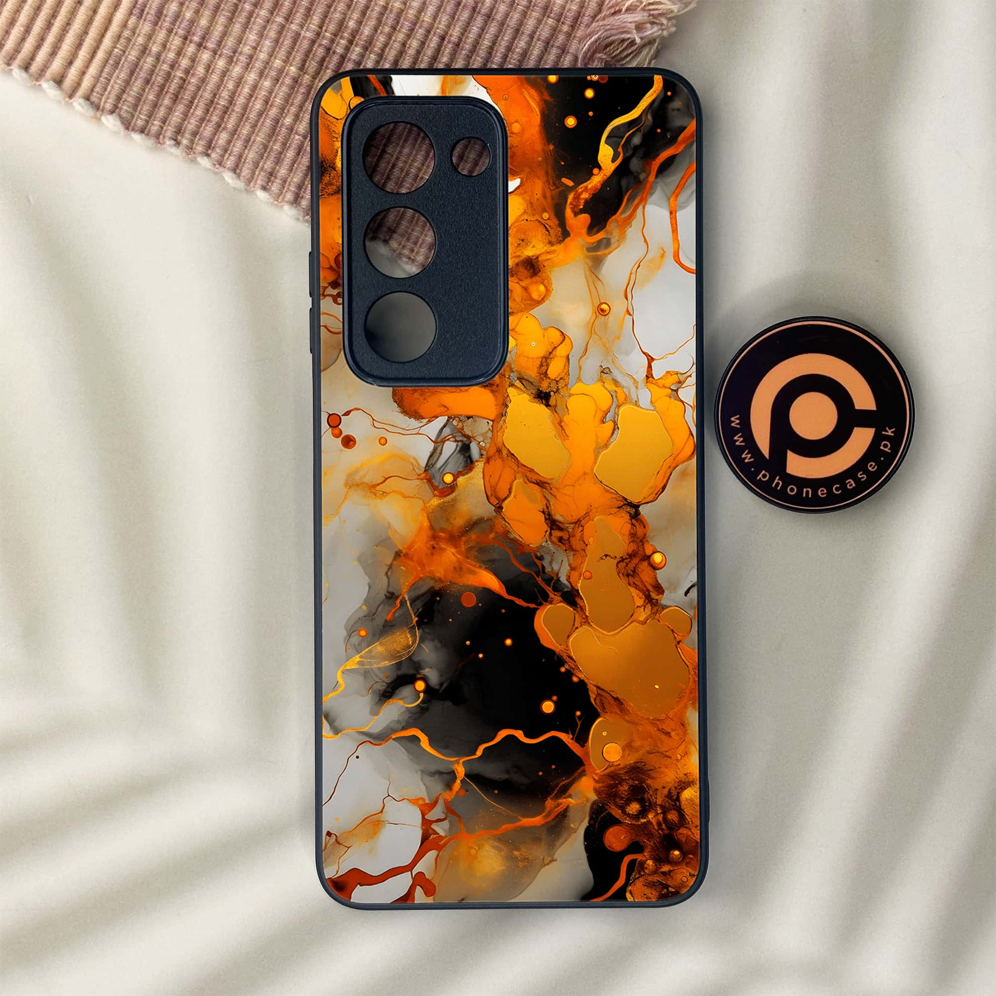 Oppo A5 2025 - Liquid Marble Series - Premium Metal Printed soft Bumper shock Proof Case