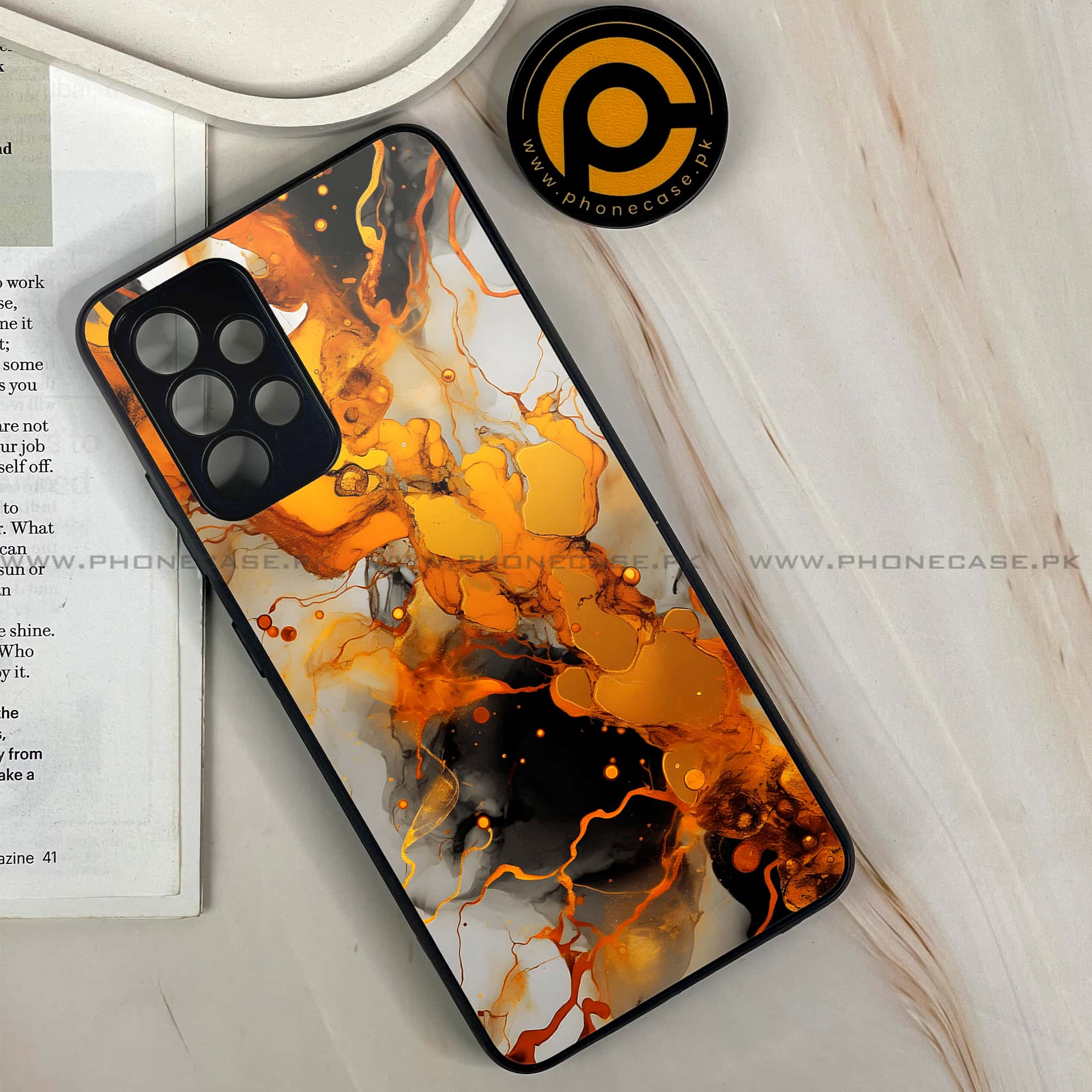 Samsung Galaxy A32 4G - Liquid Marble Series - Premium Printed Glass soft Bumper shock Proof Case