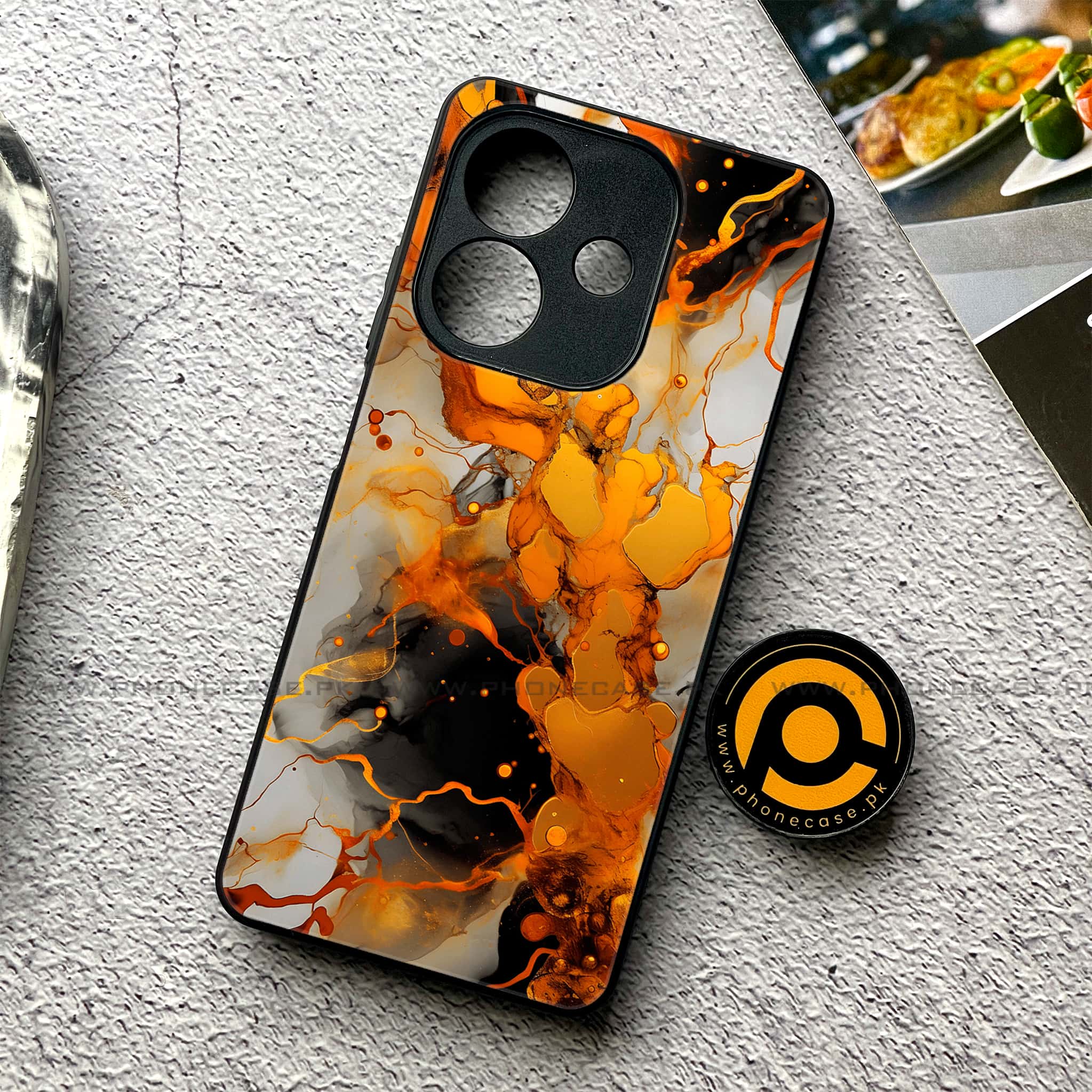 Oppo A5i - Liquid Marble Series - Premium Metal Printed soft Bumper shock Proof Case