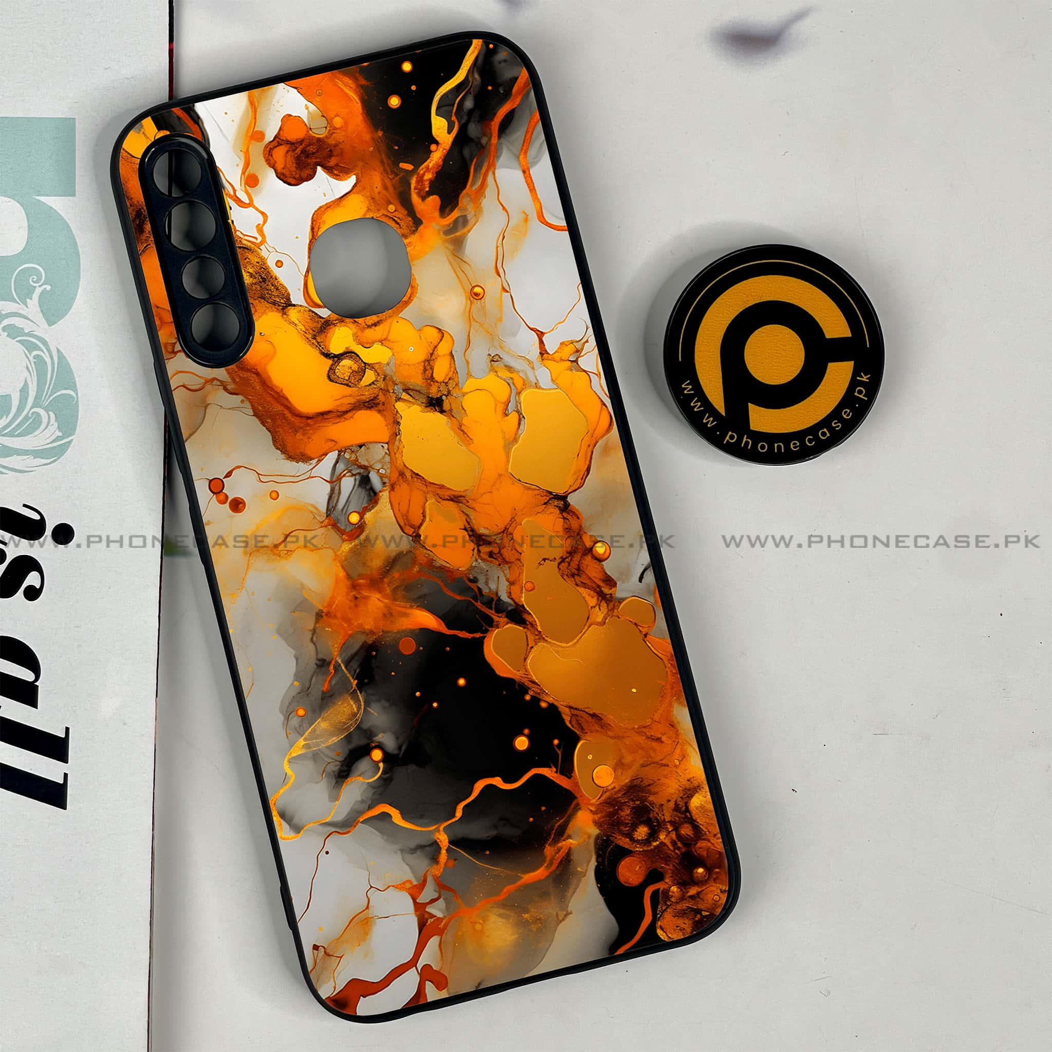 Infinix Hot 8 Lite - Liquid Marble Series - Premium Printed Glass soft Bumper shock Proof Case