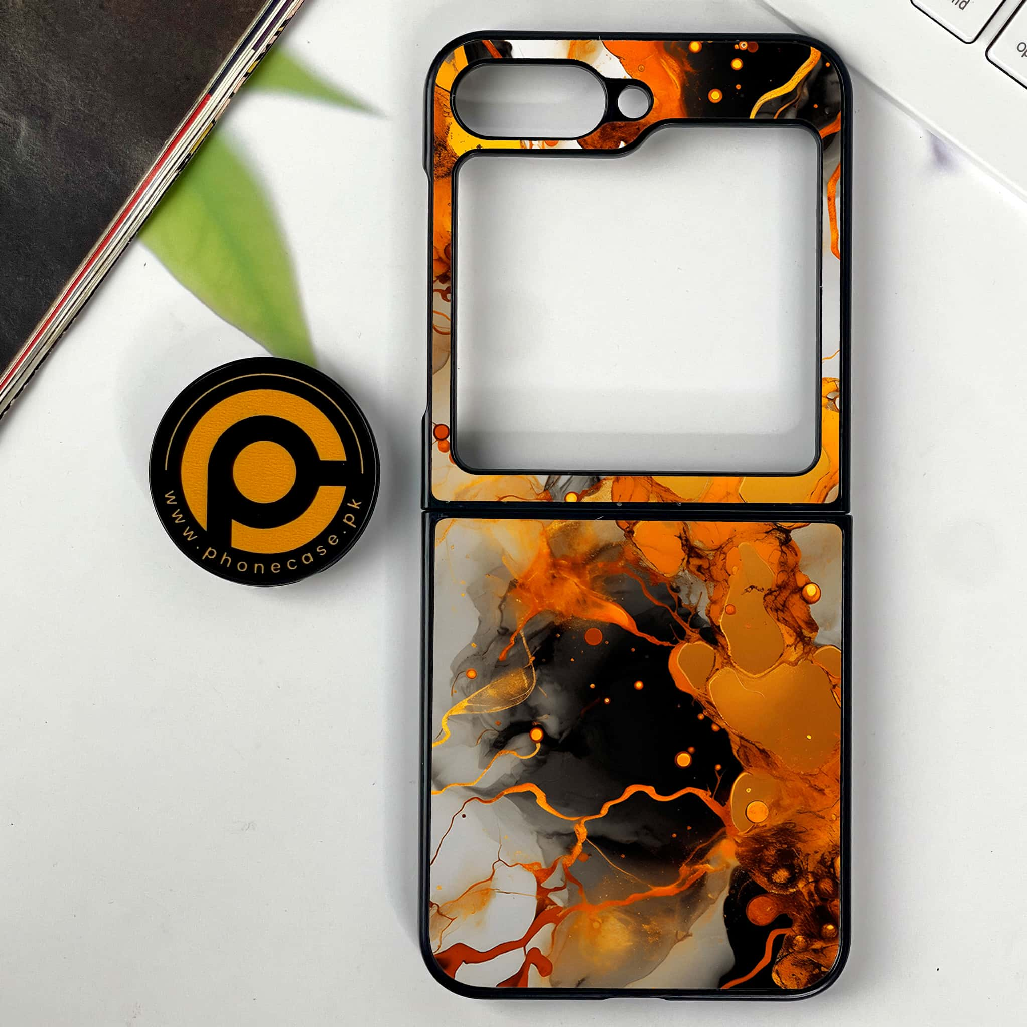 Galaxy Z Flip 6 - Liquid Marble Series - Premium Printed Glass soft Bumper shock Proof Case