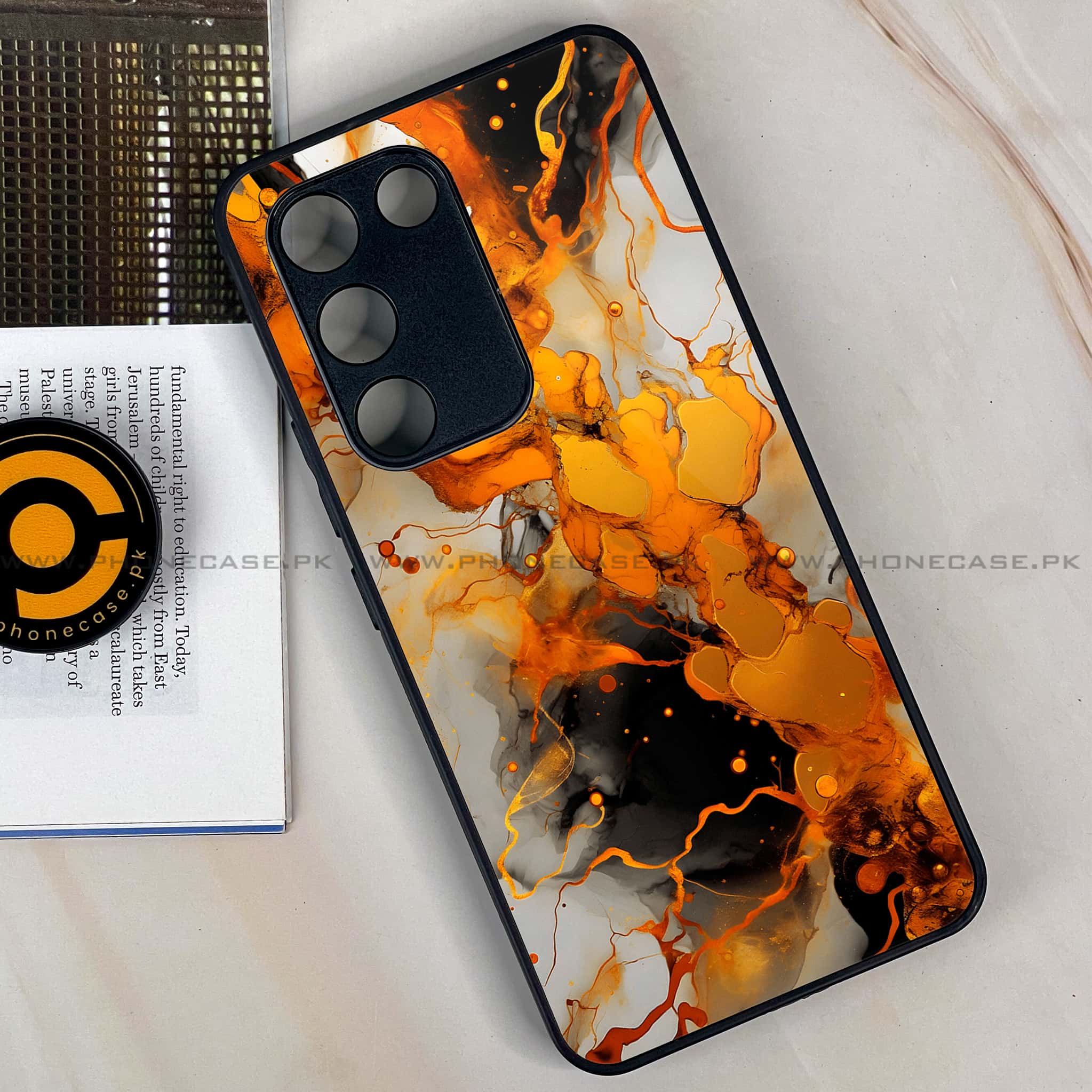 Vivo Y200e - Liquid Marble Series - Premium Metal Printed soft Bumper shock Proof Case