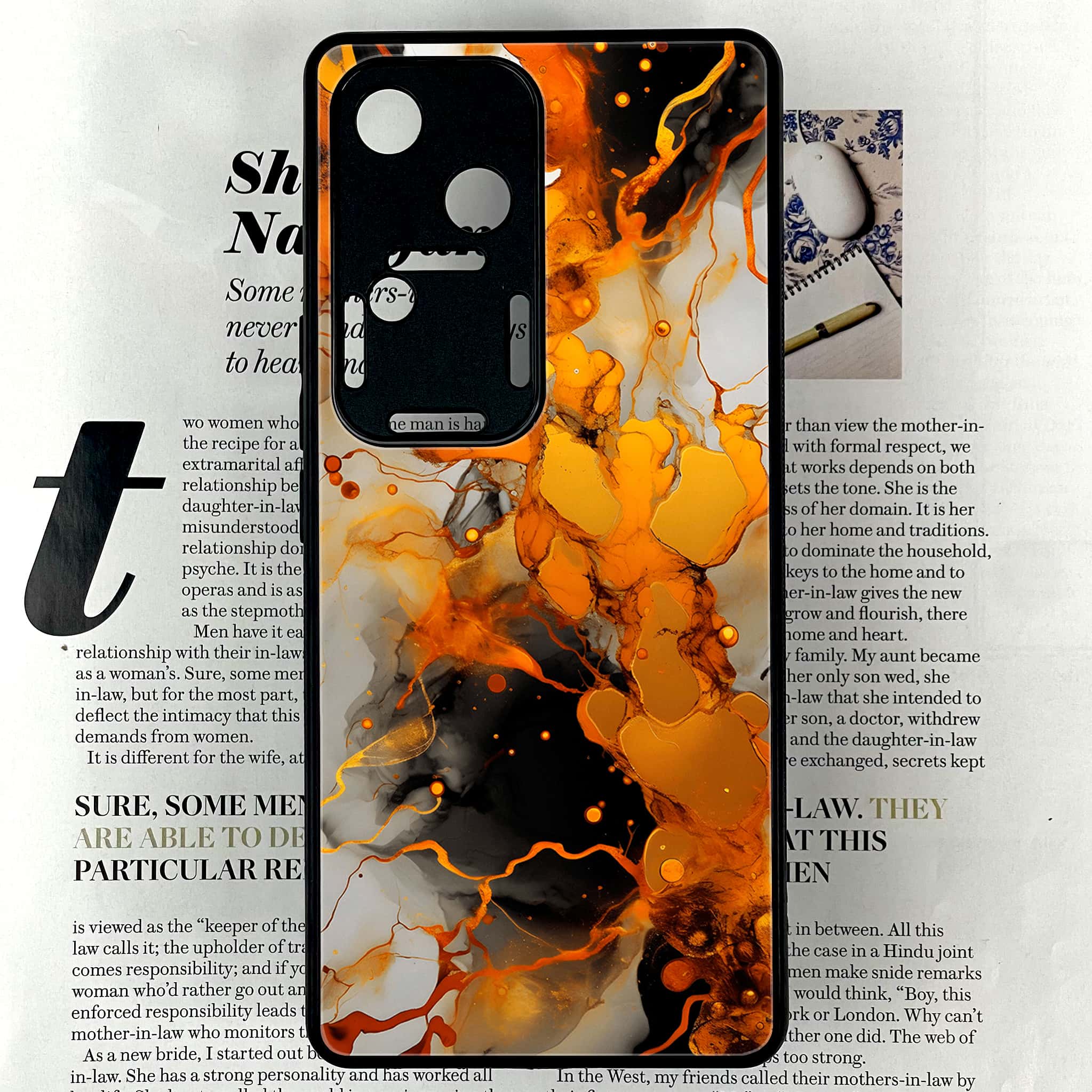 Vivo V30 - Liquid Marble Series - Premium Printed Glass soft Bumper shock Proof Case