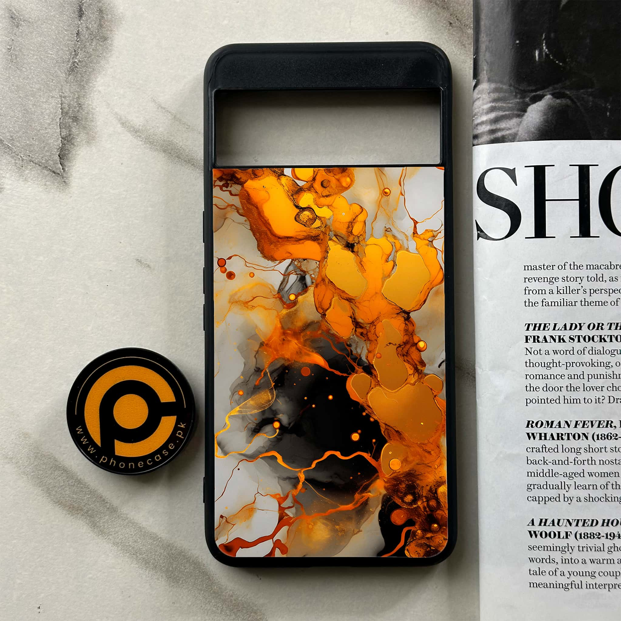 Google Pixel 8 Pro - Liquid Marble Series - Premium Printed Glass soft Bumper shock Proof Case