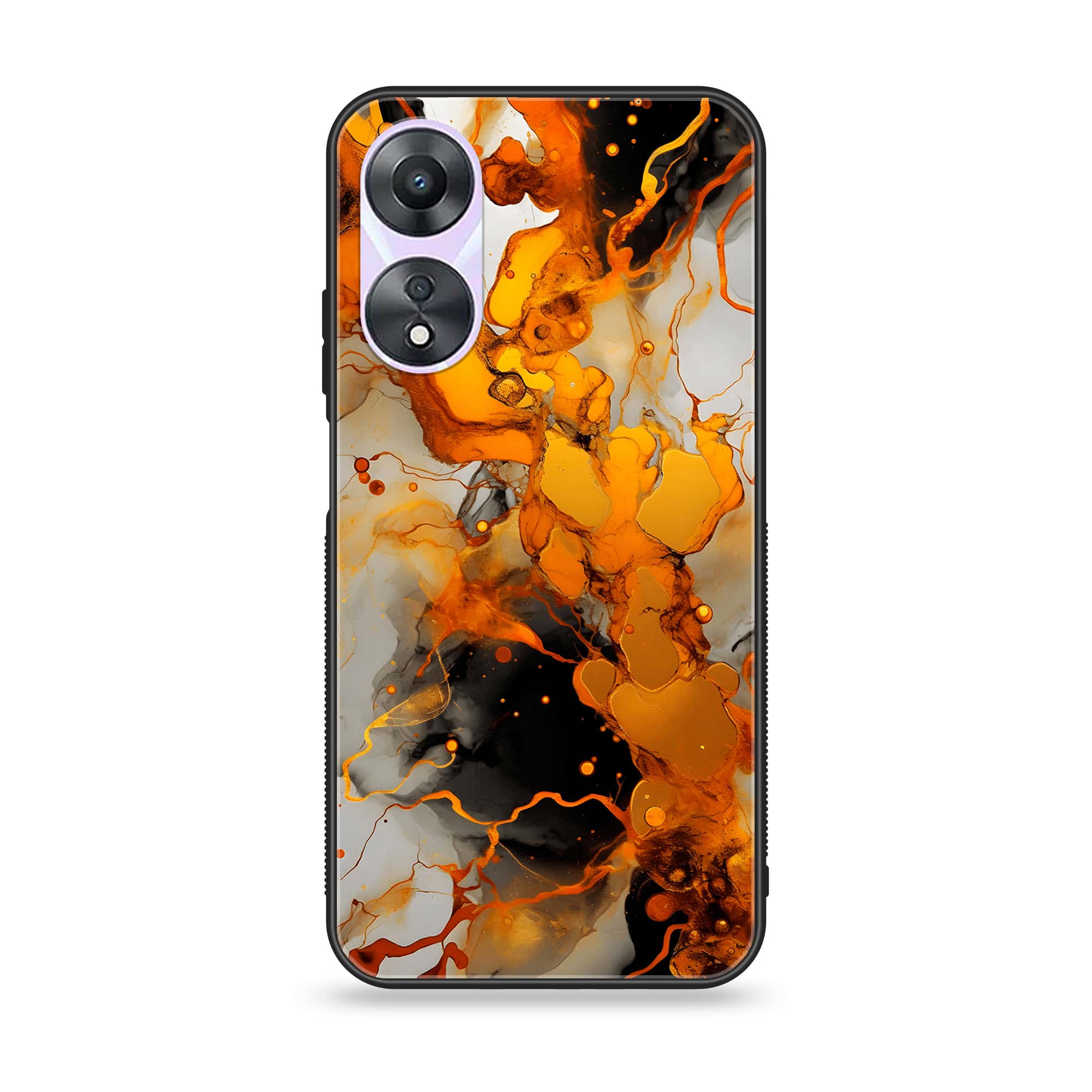 Oppo A78 4G - Liquid Marble Series - Premium Printed Glass soft Bumper shock Proof Case