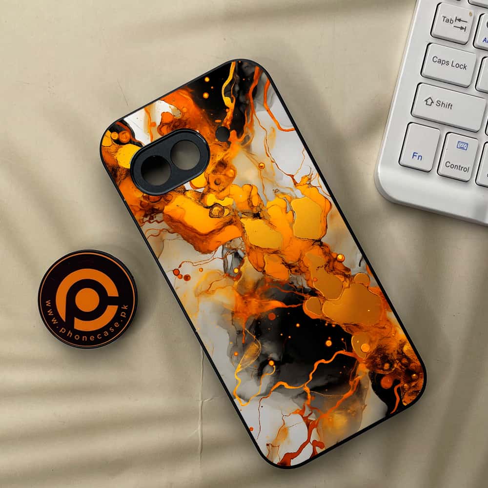 Google Pixel 9a - Liquid Marble Series - Premium Metal Printed soft Bumper Shock Proof Case