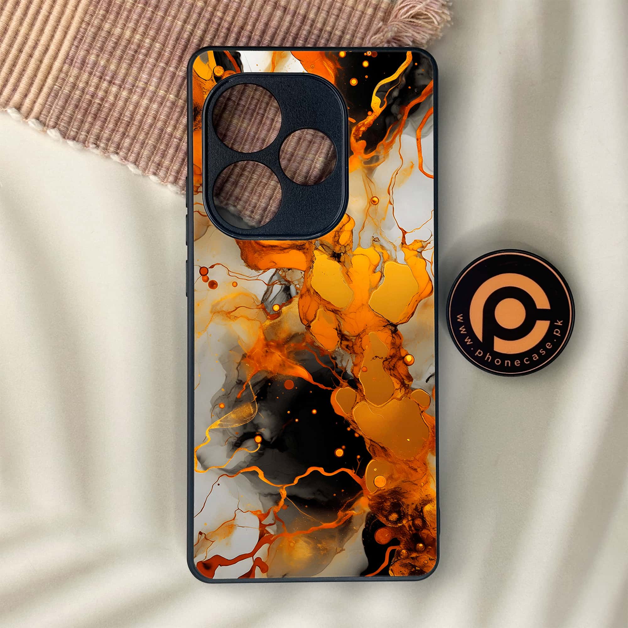 Realme GT 6 - Liquid Marble Series - Premium Metal Printed soft Bumper shock Proof Case