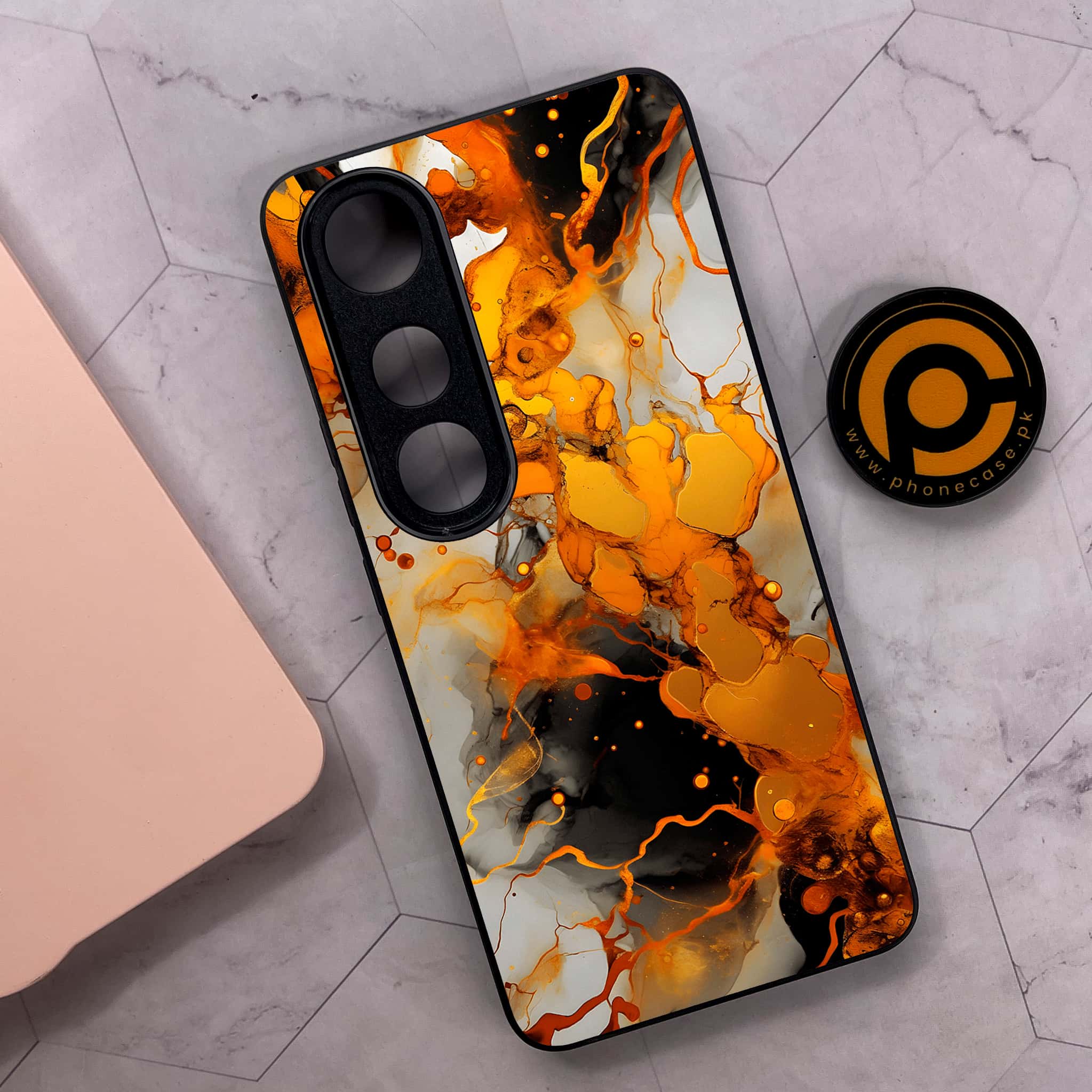 Vivo V50 Lite - Liquid Marble Series - Premium Metal Printed soft Bumper shock Proof Case
