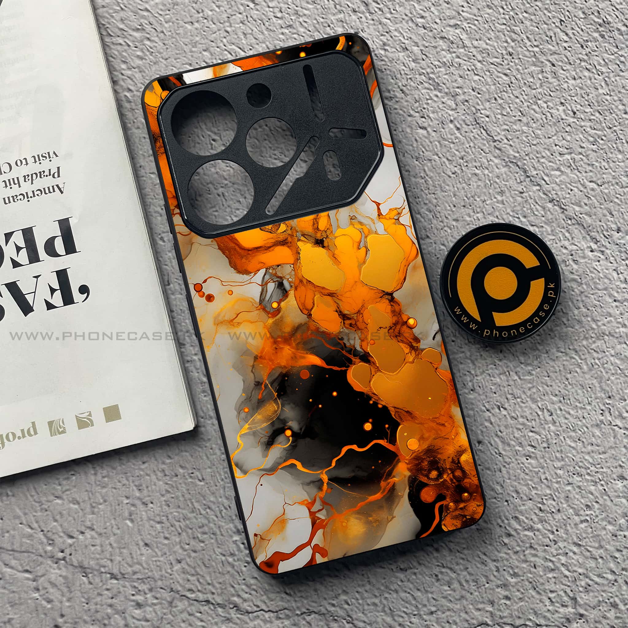 Tecno Pova 6 - Liquid Marble Series - Premium Printed Glass soft Bumper shock Proof Case