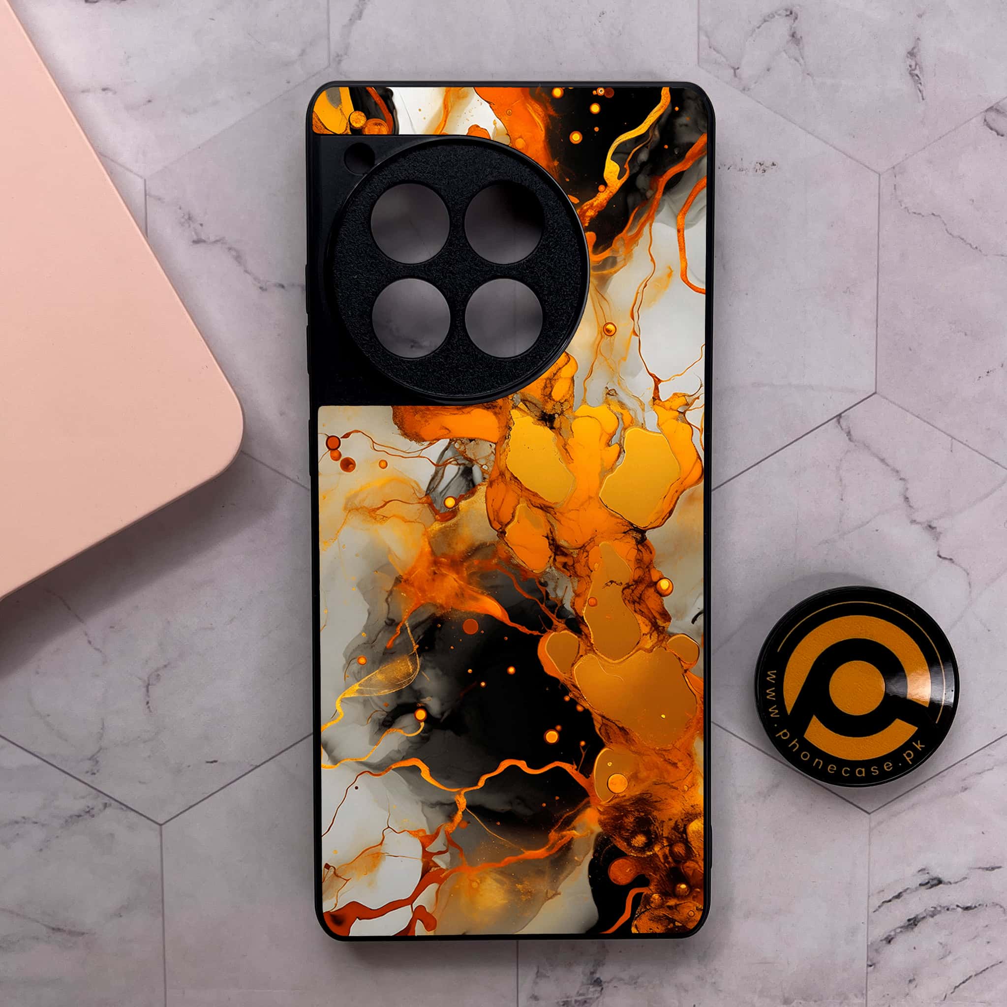 OnePlus 12R - Liquid Marble Series - Premium Metal Printed soft Bumper shock Proof Case