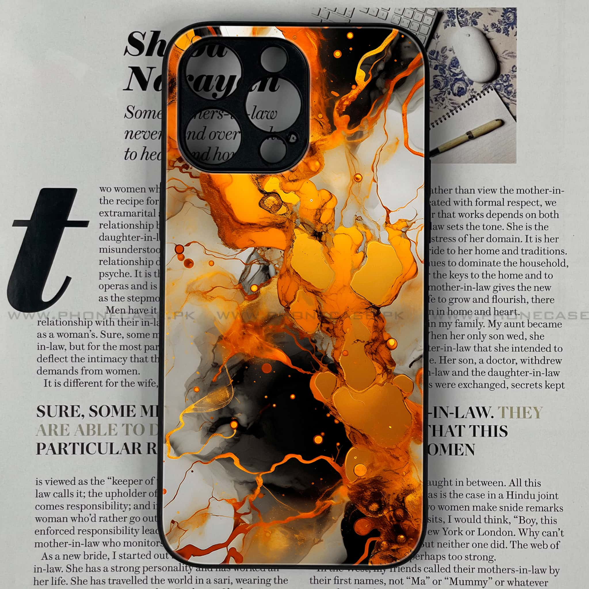 iPhone 15 Pro - Liquid Marble Series - Premium Printed Glass soft Bumper shock Proof Case