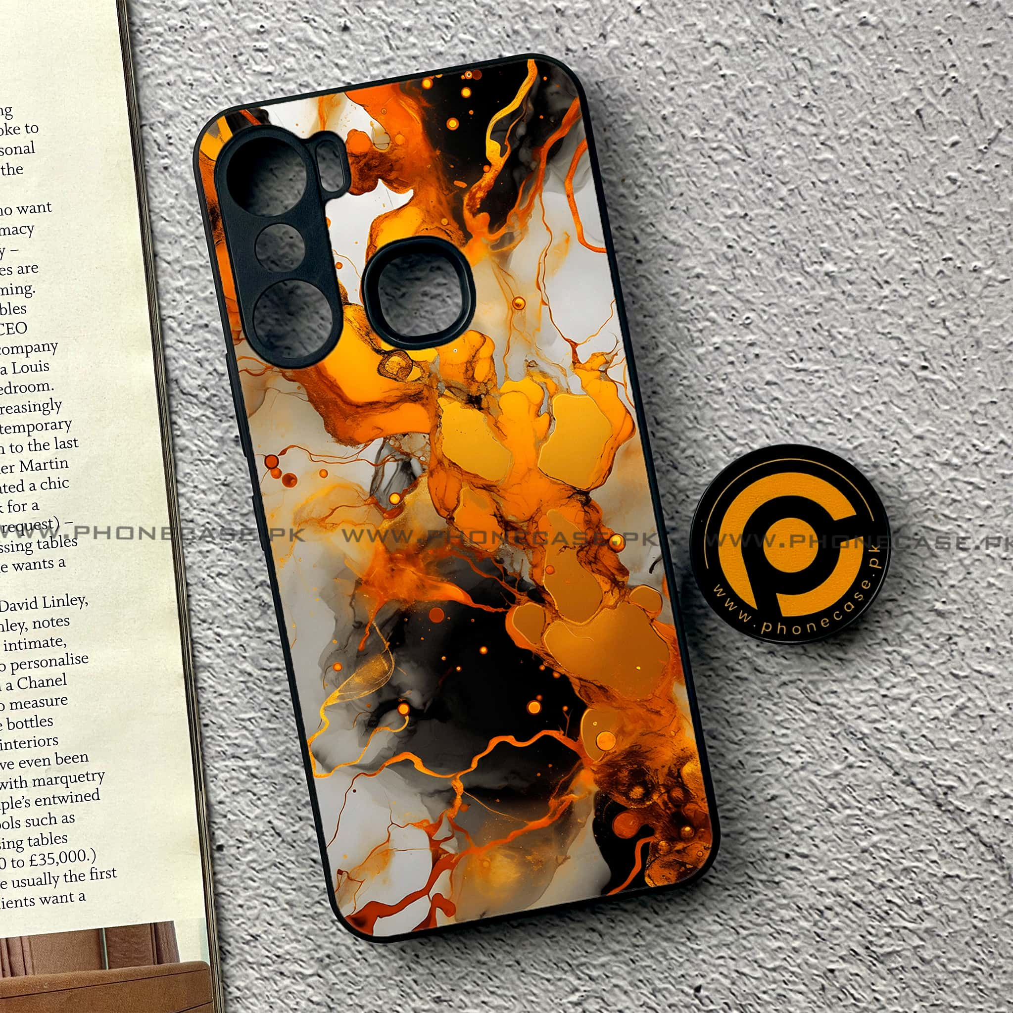 Infinix Hot 12 Pro - Liquid Marble Series - Premium Printed Glass soft Bumper shock Proof Case