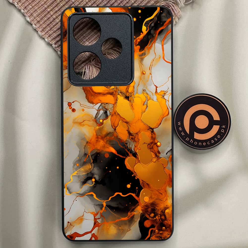 Realme GT 6 - Liquid Marble Series - Premium Metal Printed soft Bumper shock Proof Case