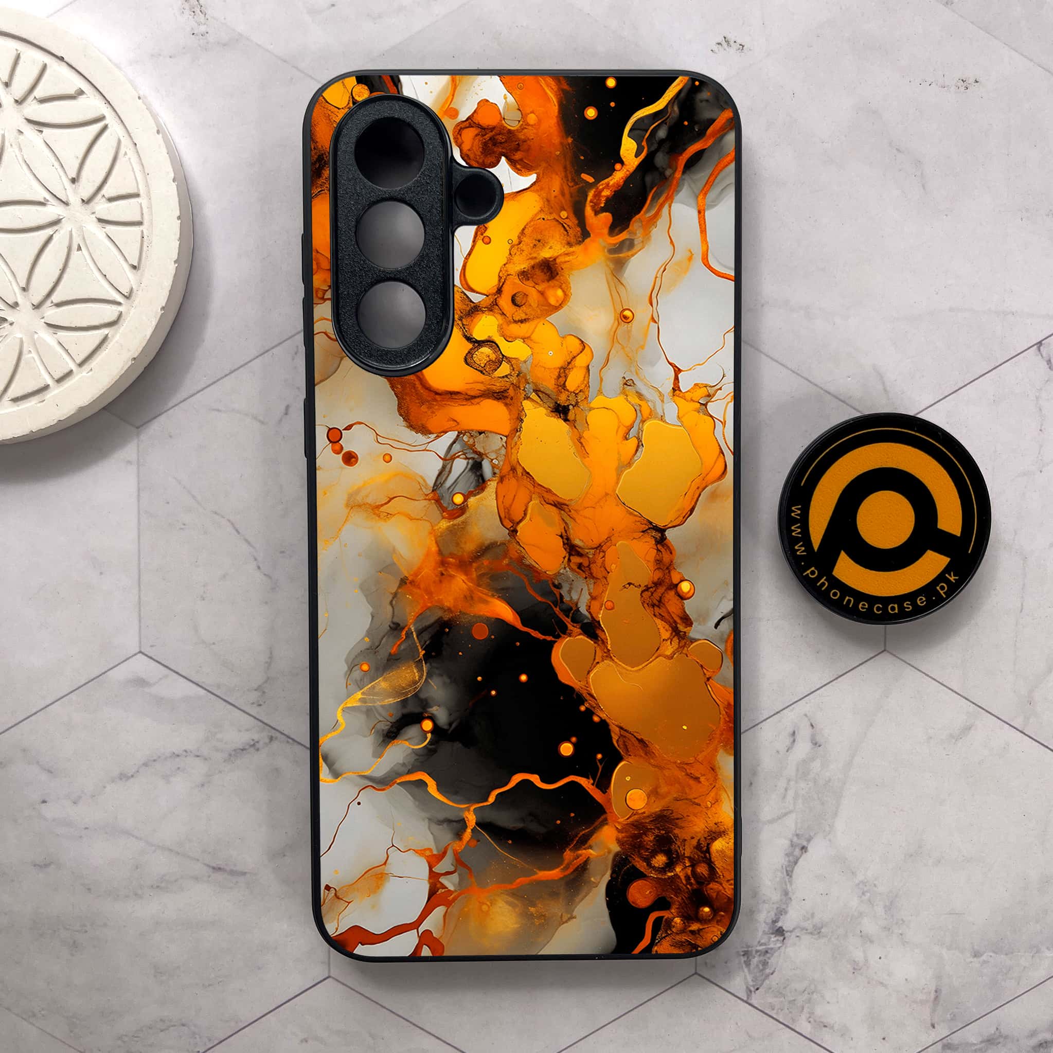 Samsung Galaxy A56 5G - Liquid Marble Series - Premium Metal Printed soft Bumper shock Proof Case