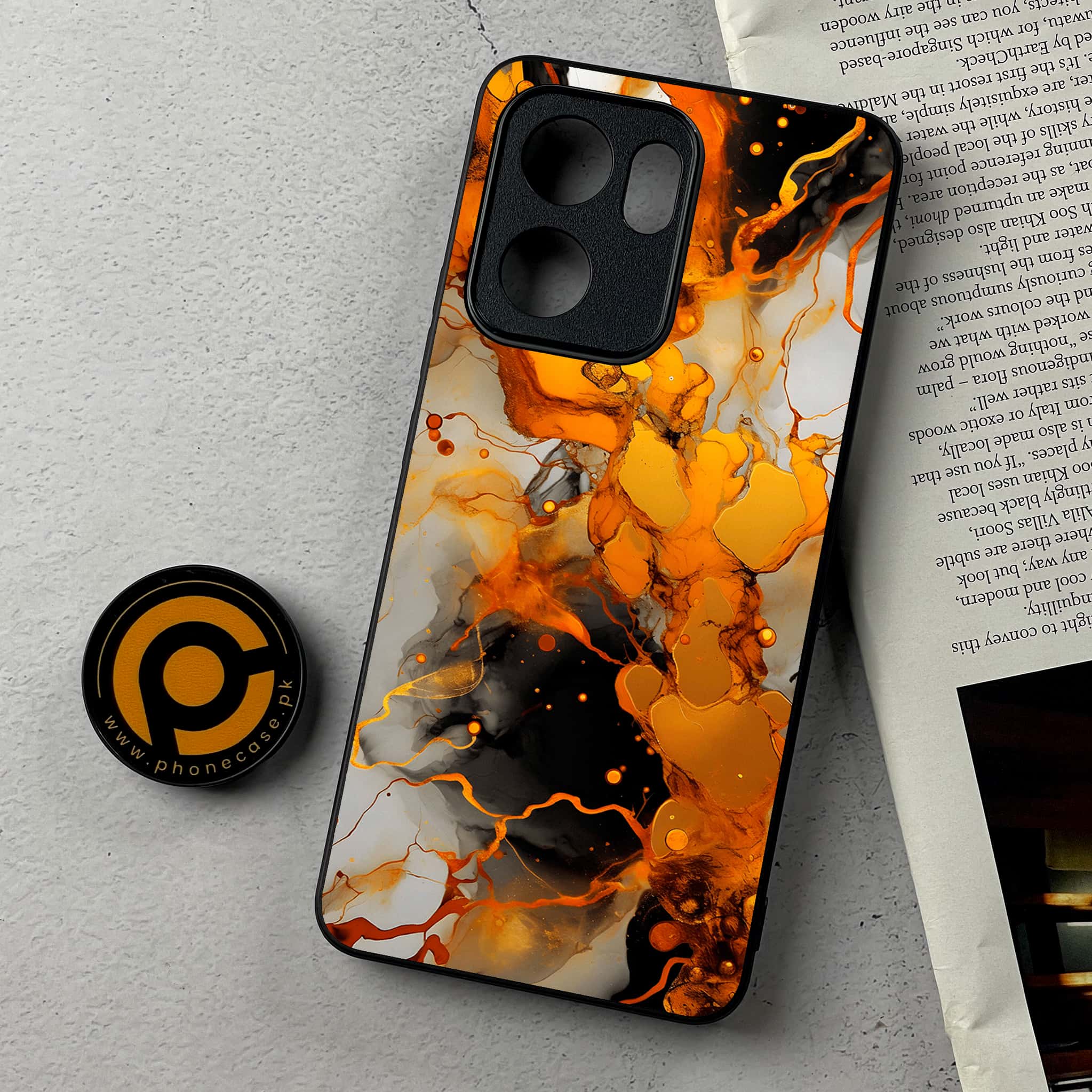Oppo Reno 13F - Liquid Marble Series - Premium Metal Printed Soft Bumper Shockproof Case