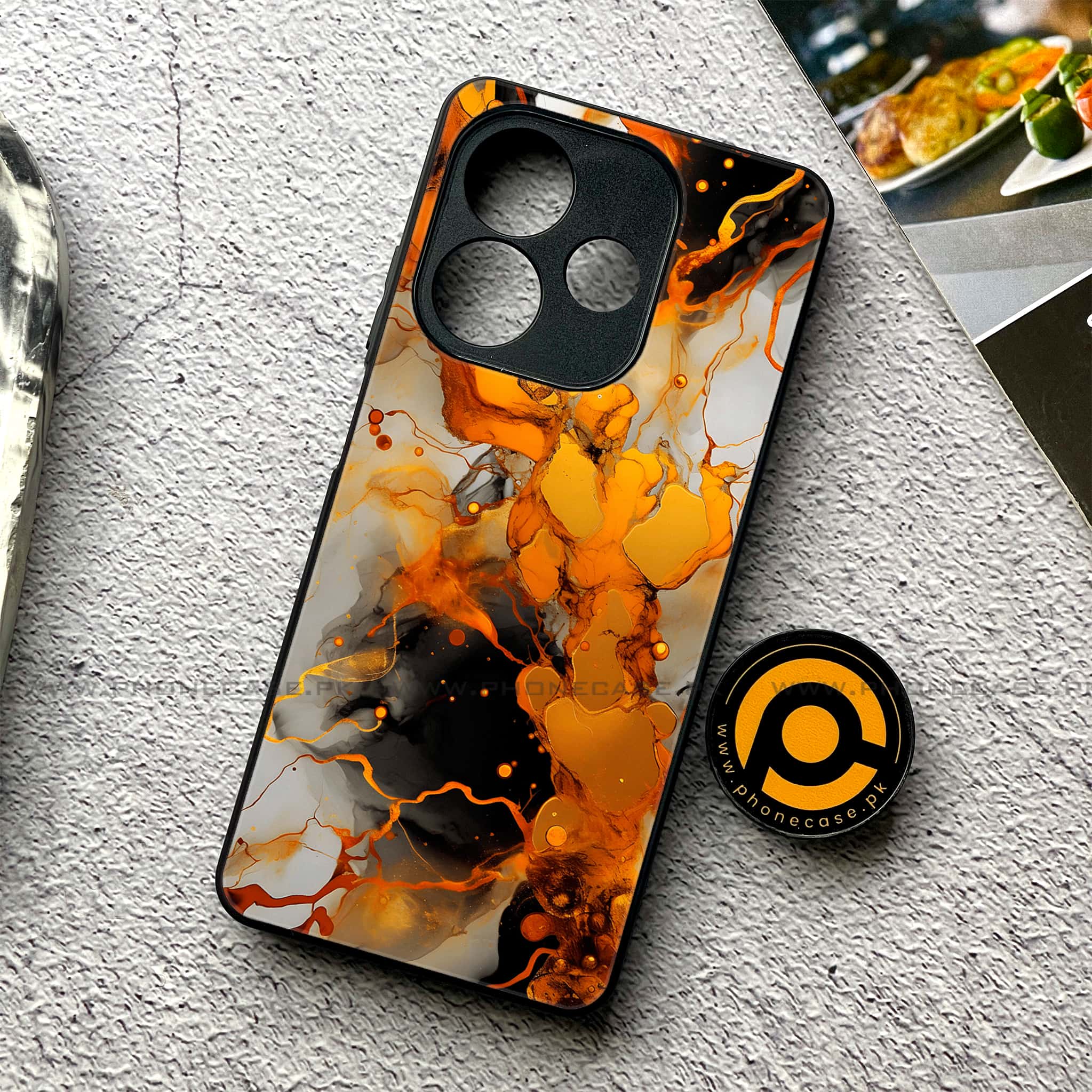 Oppo A5 Pro - Liquid Marble Series - Premium Metal Printed soft Bumper shock Proof Case