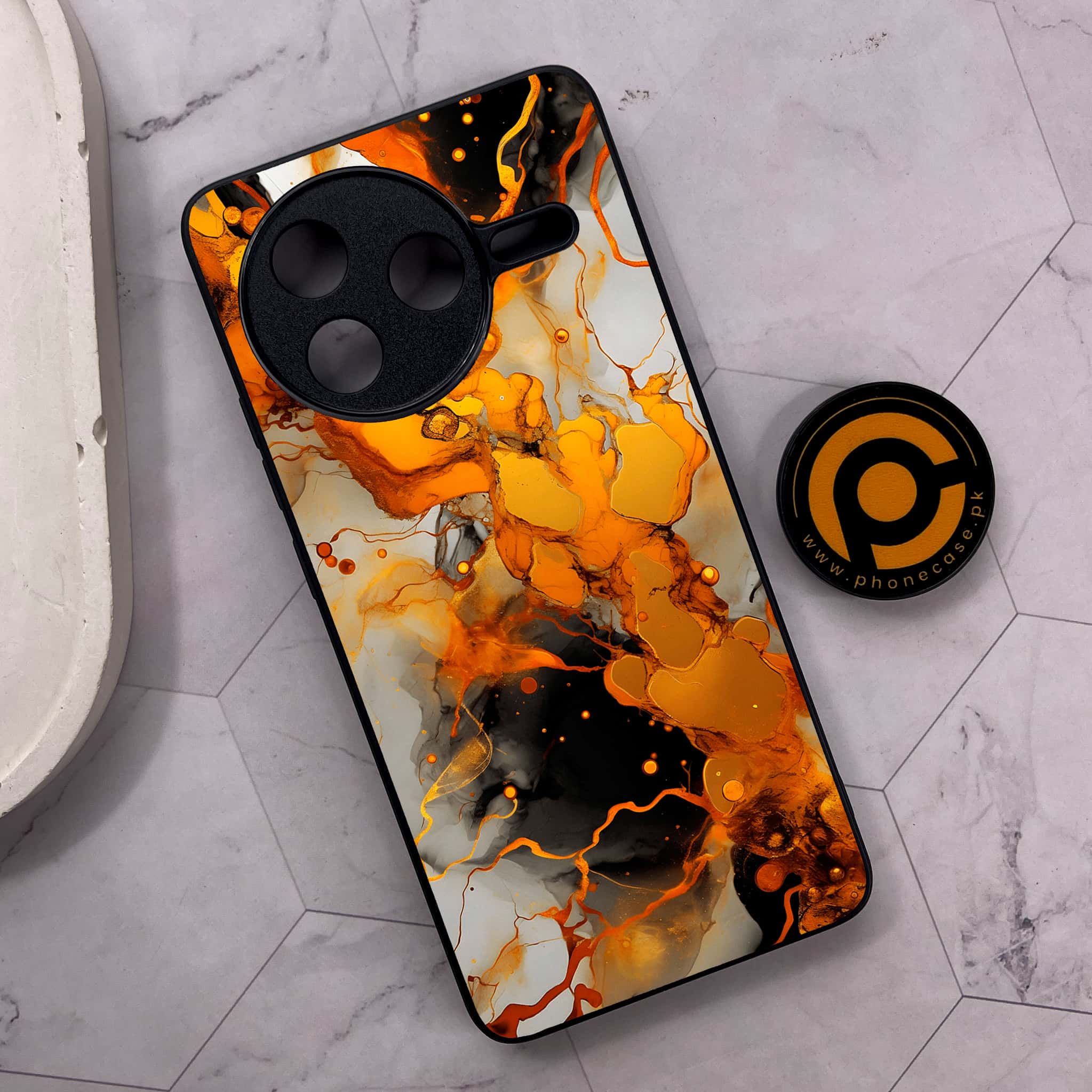Xiaomi Poco F7 Pro 5G - Liquid Marble Series - Premium Metal Printed soft Bumper shock Proof Case