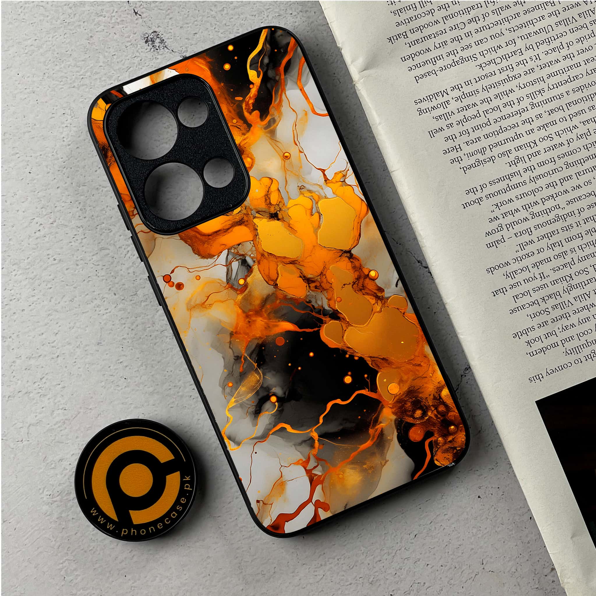 Oppo Reno 13 - Liquid Marble Series - Premium Metal Printed Soft Bumper Shockproof Case