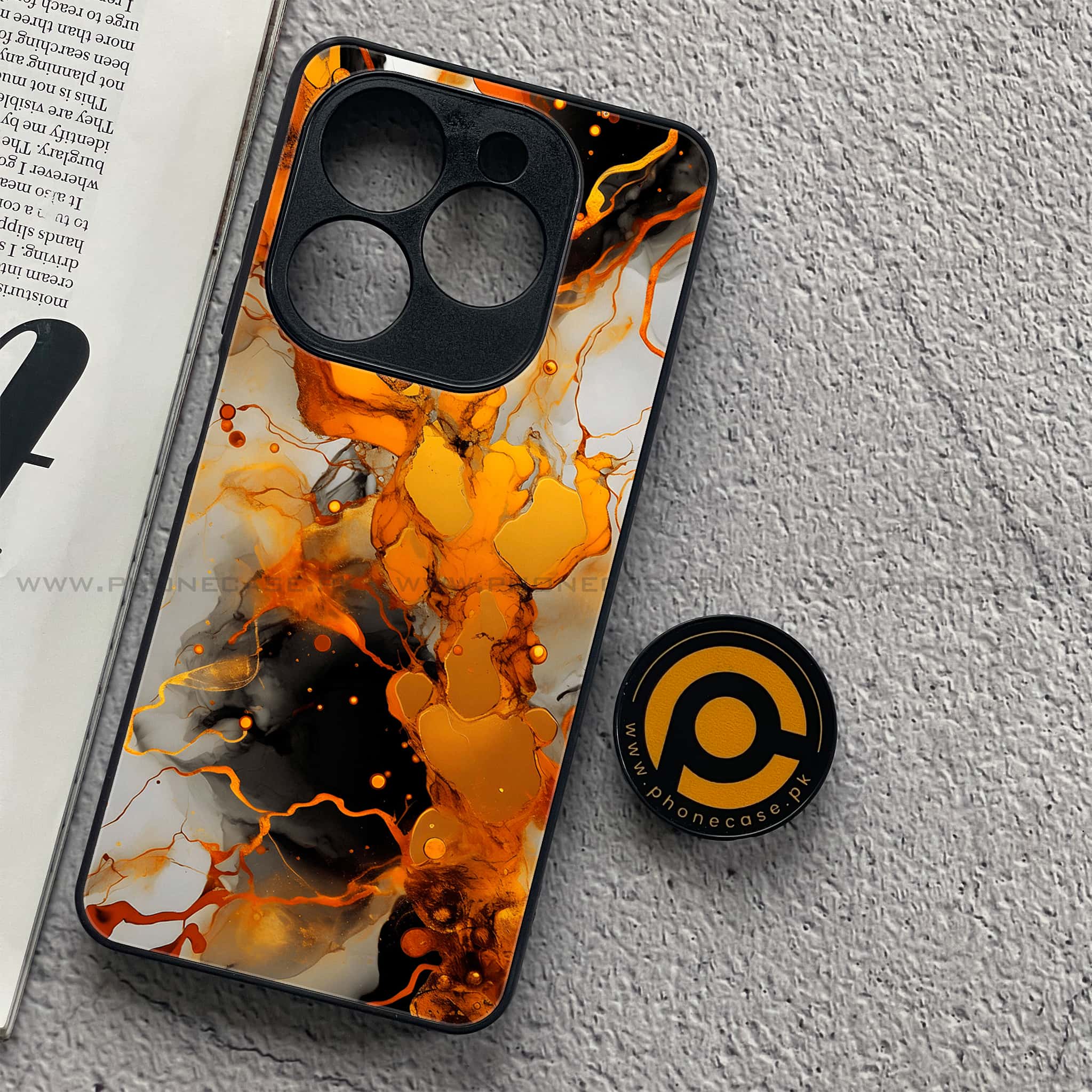 Tecno Spark 20C - Liquid Marble Series - Premium Printed Glass soft Bumper shock Proof Case